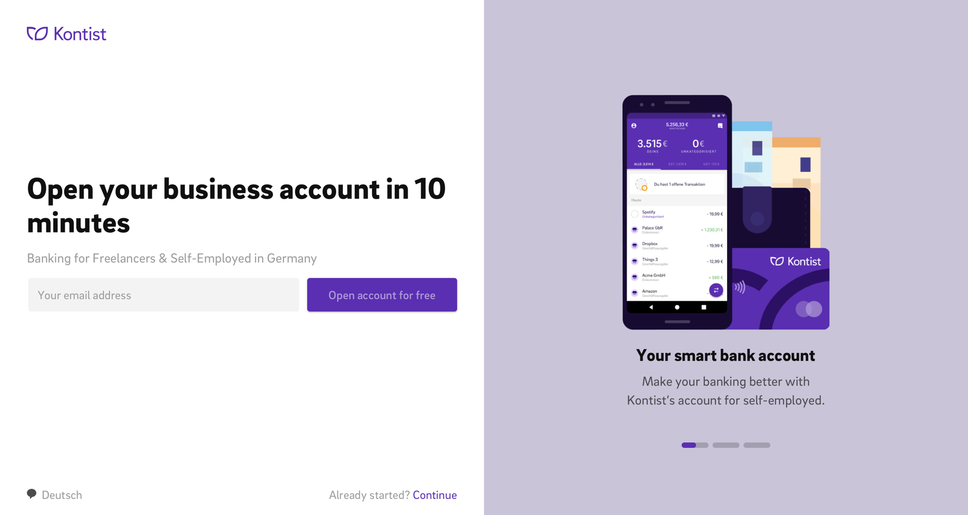 Kontist
				signup page example