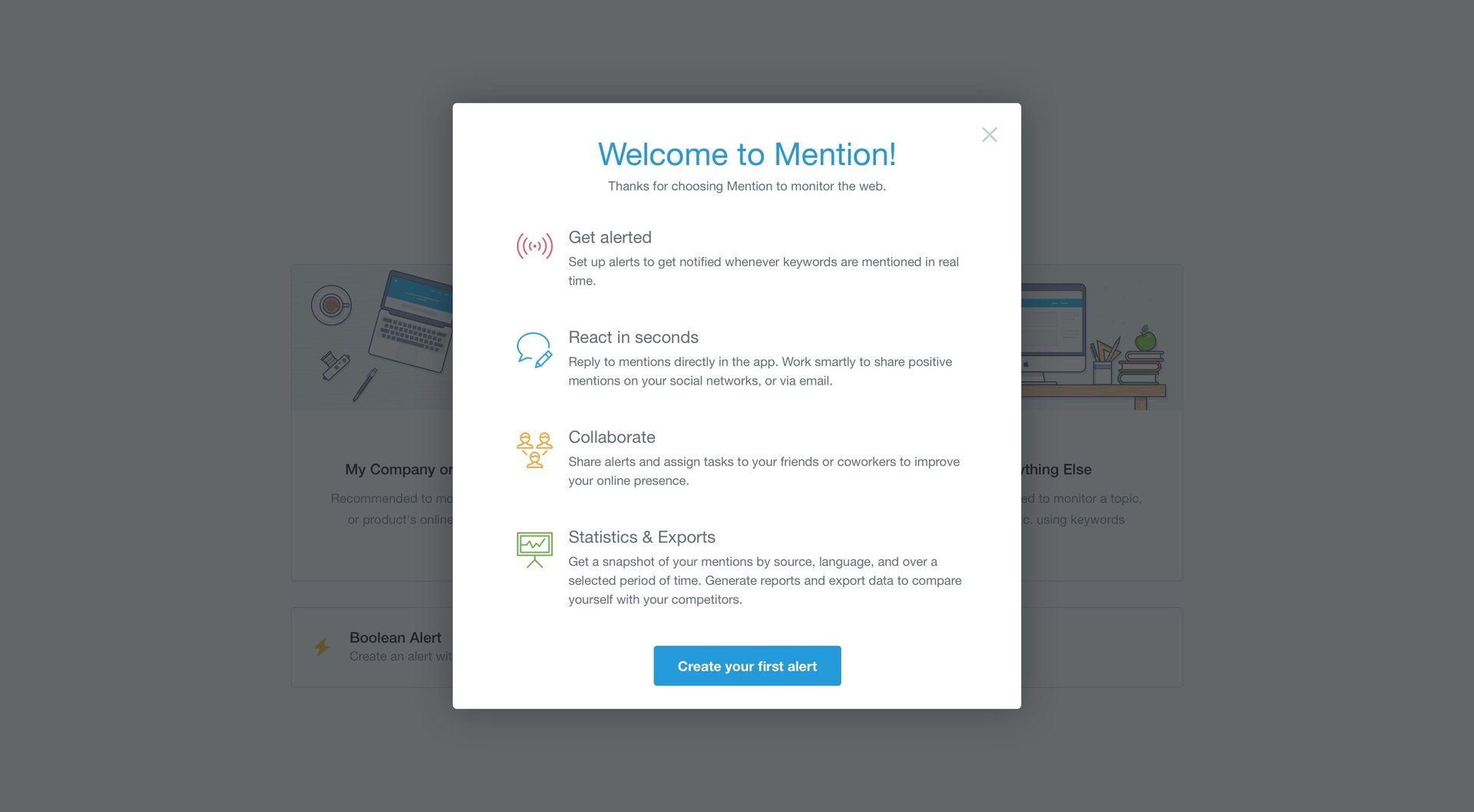Mention
				onboarding page example
