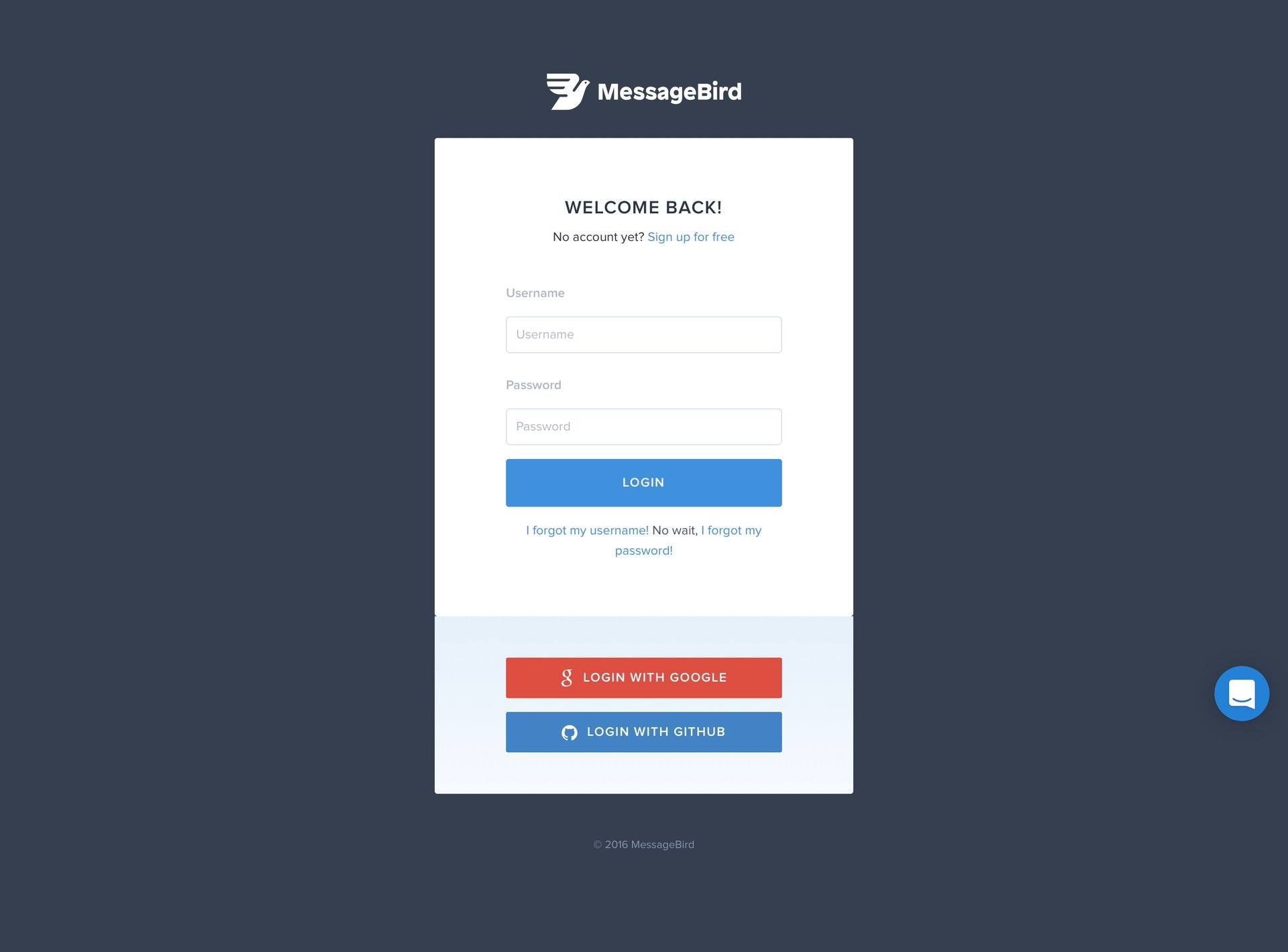 MessageBird
				signin page example