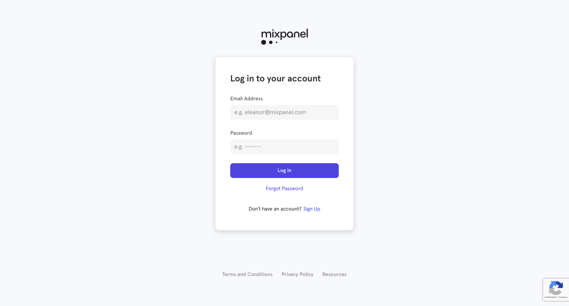 Mixpanel
				signin page example