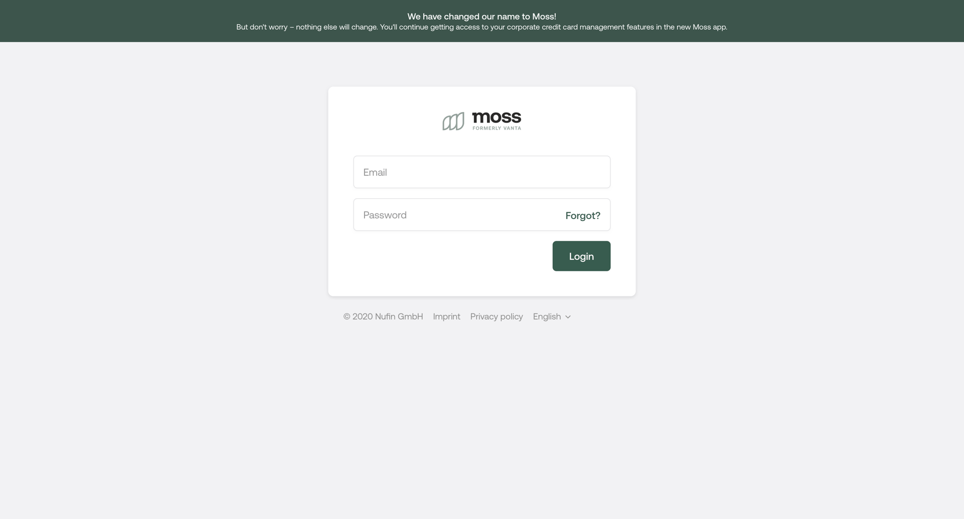 Moss
				signin page example