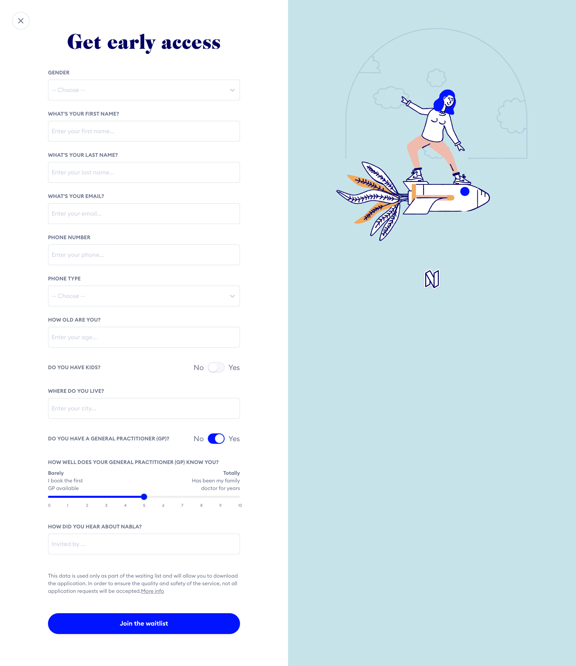 Nabla
				signup page example