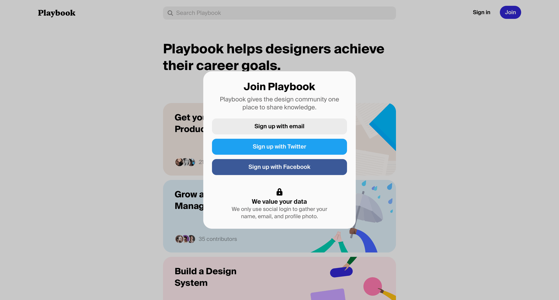 Playbook
				signup page example