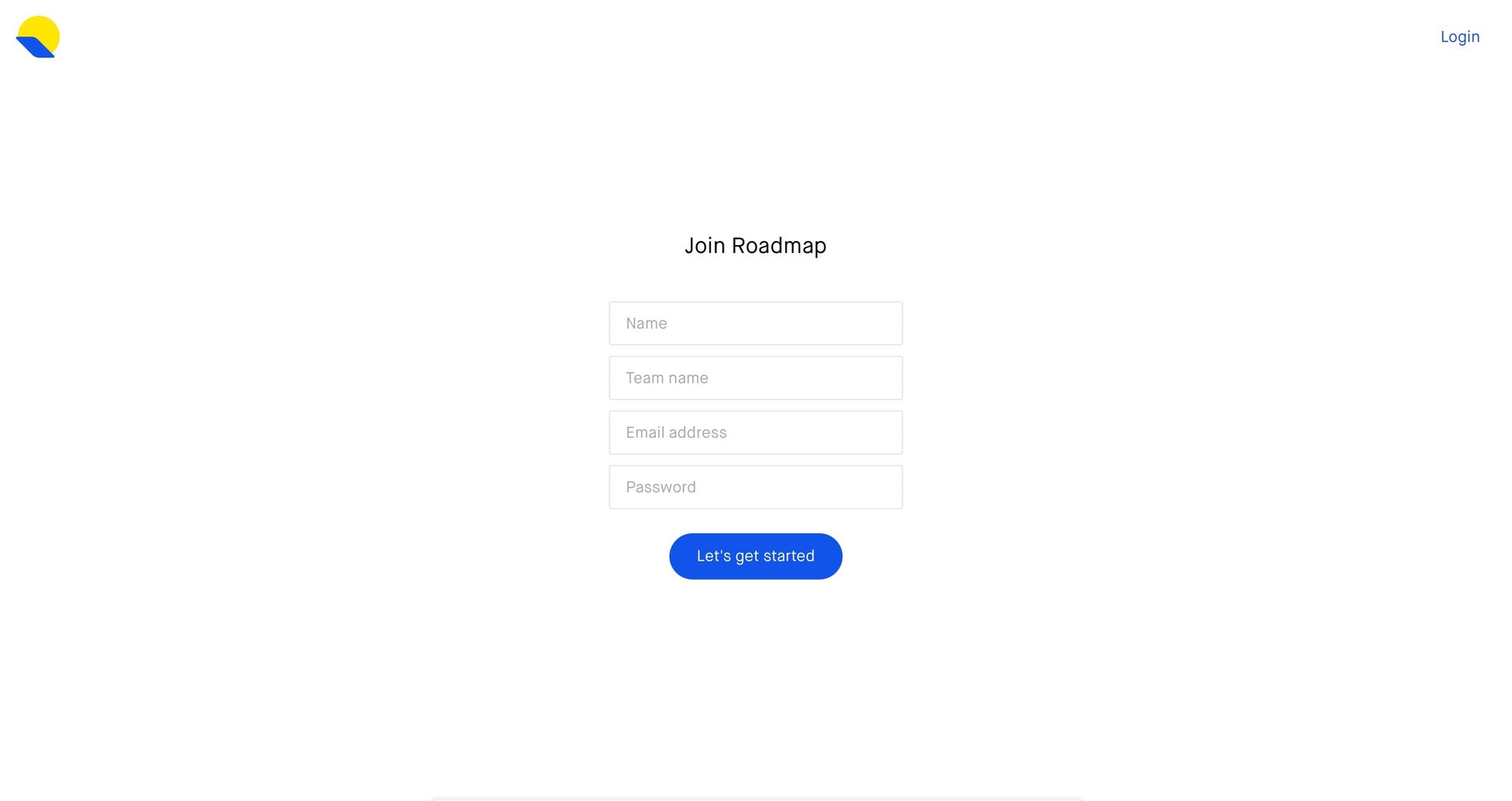 Roadmap
				signup page example