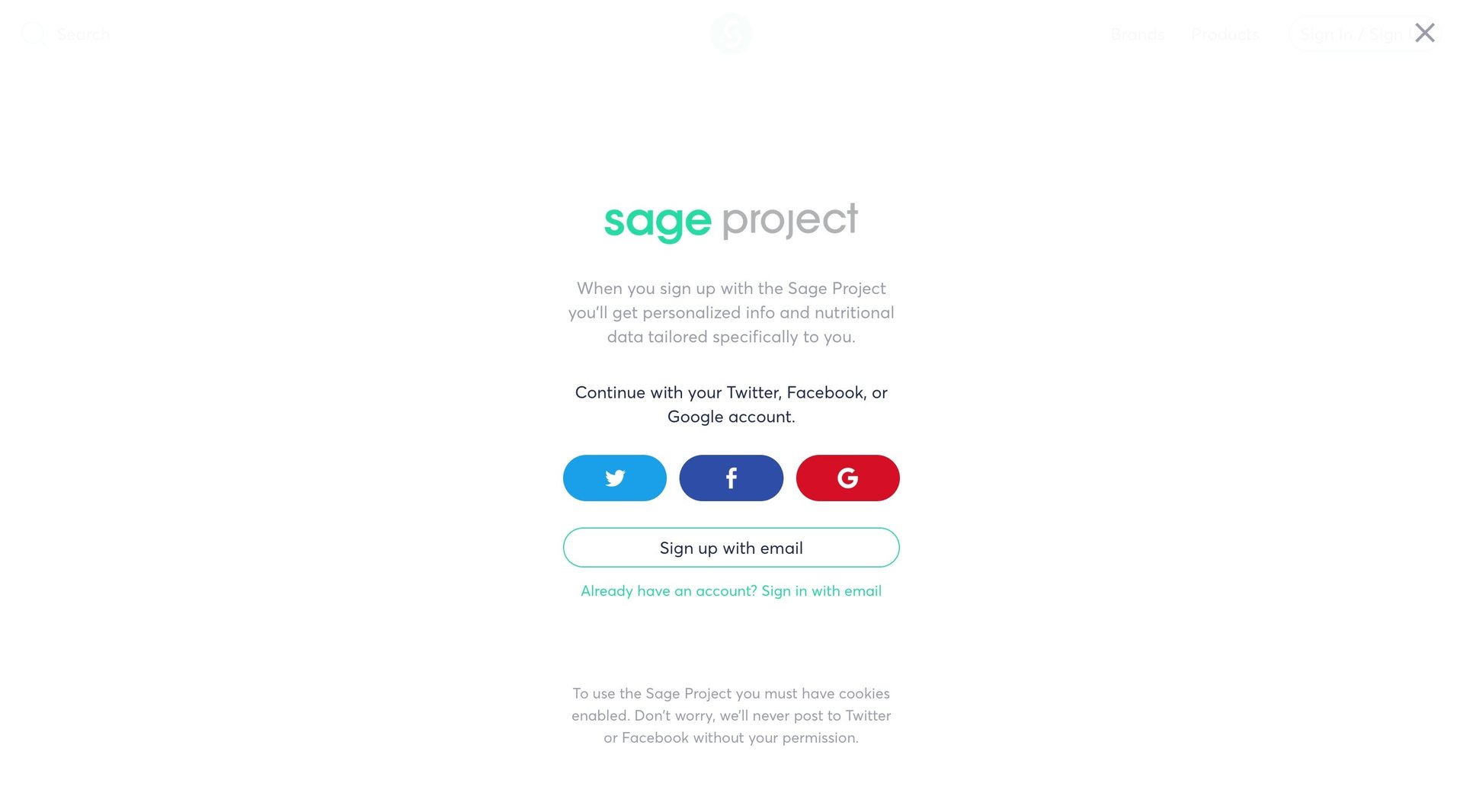 Sage project
				signup page example