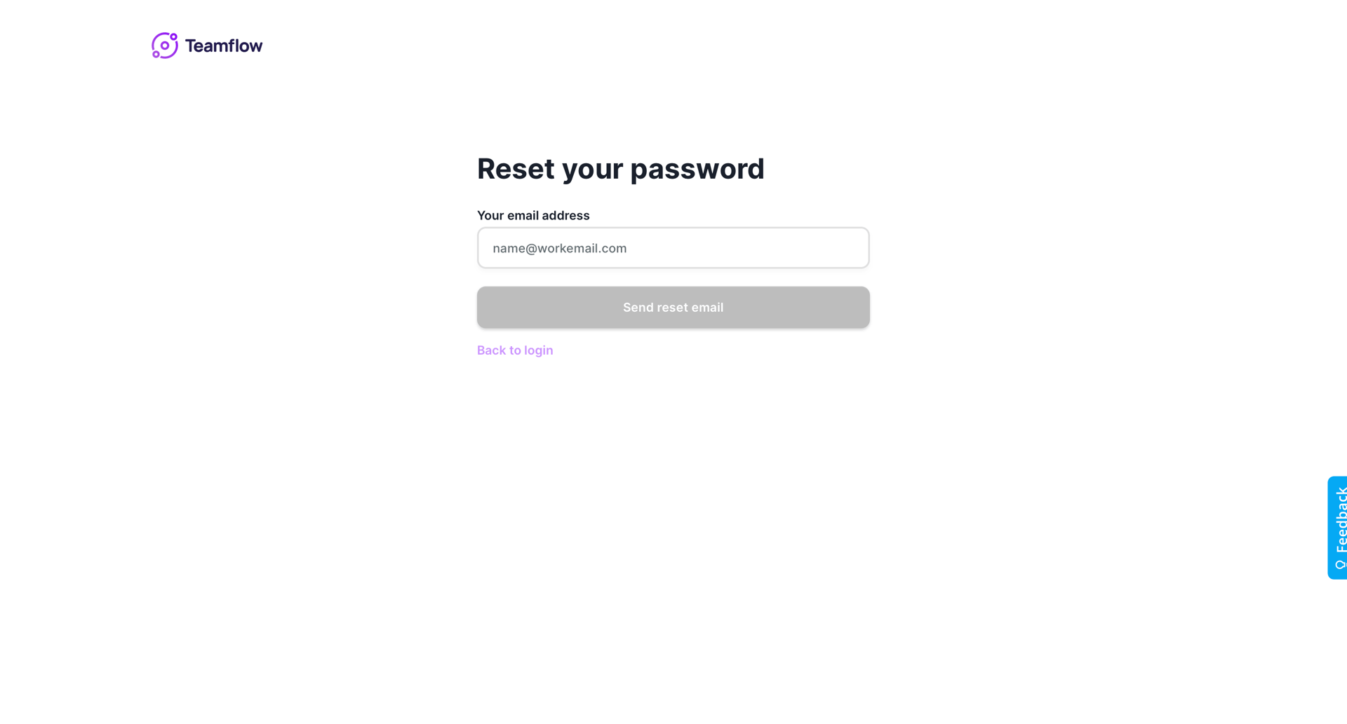 Teamflow
				password reset page example