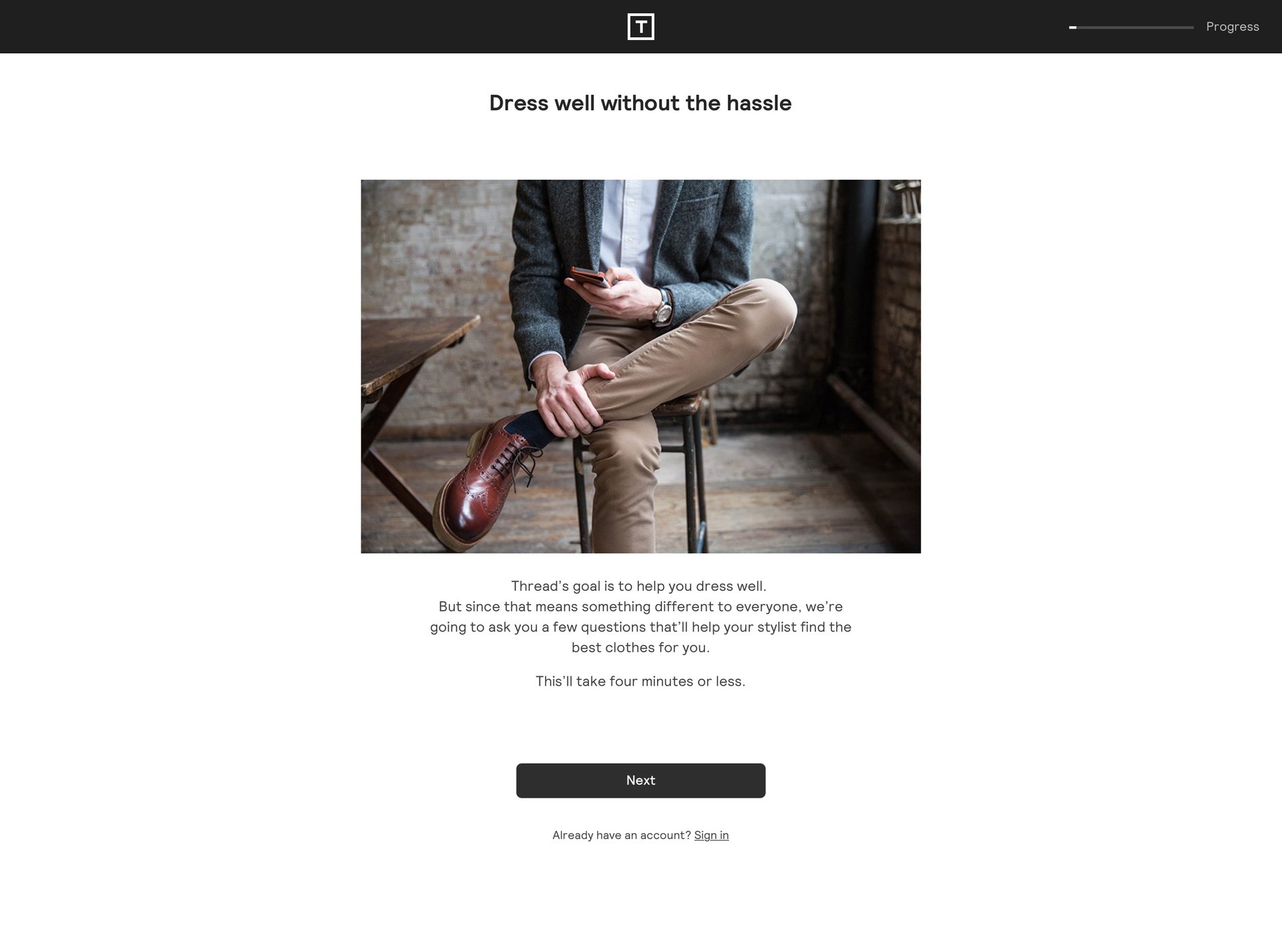 Thread
				onboarding page example