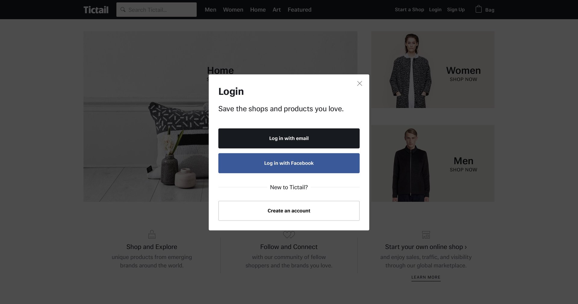 Tictail
				signin page example