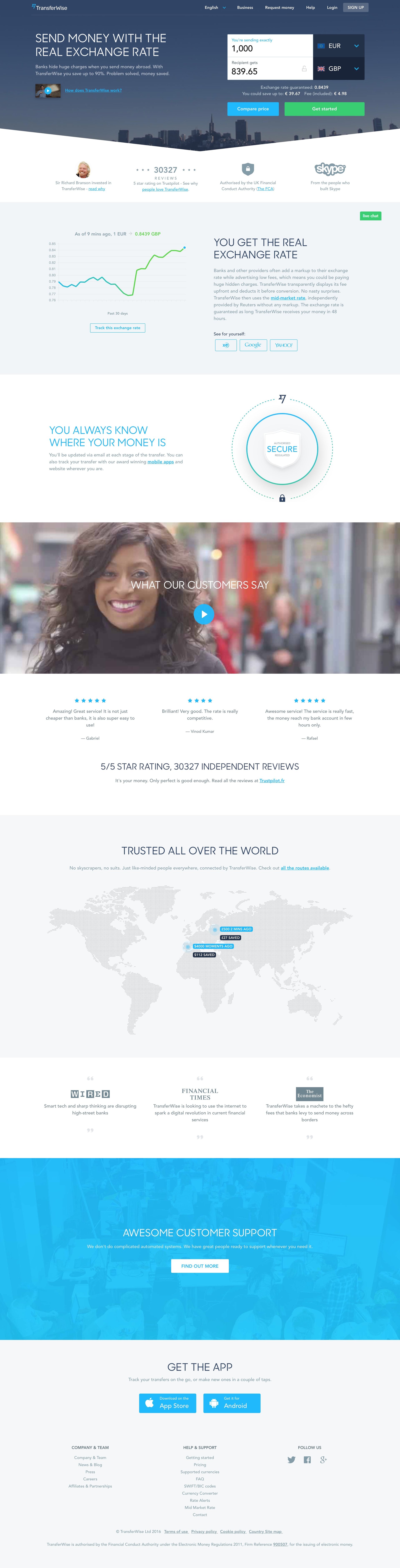 TransferWise
				 page example