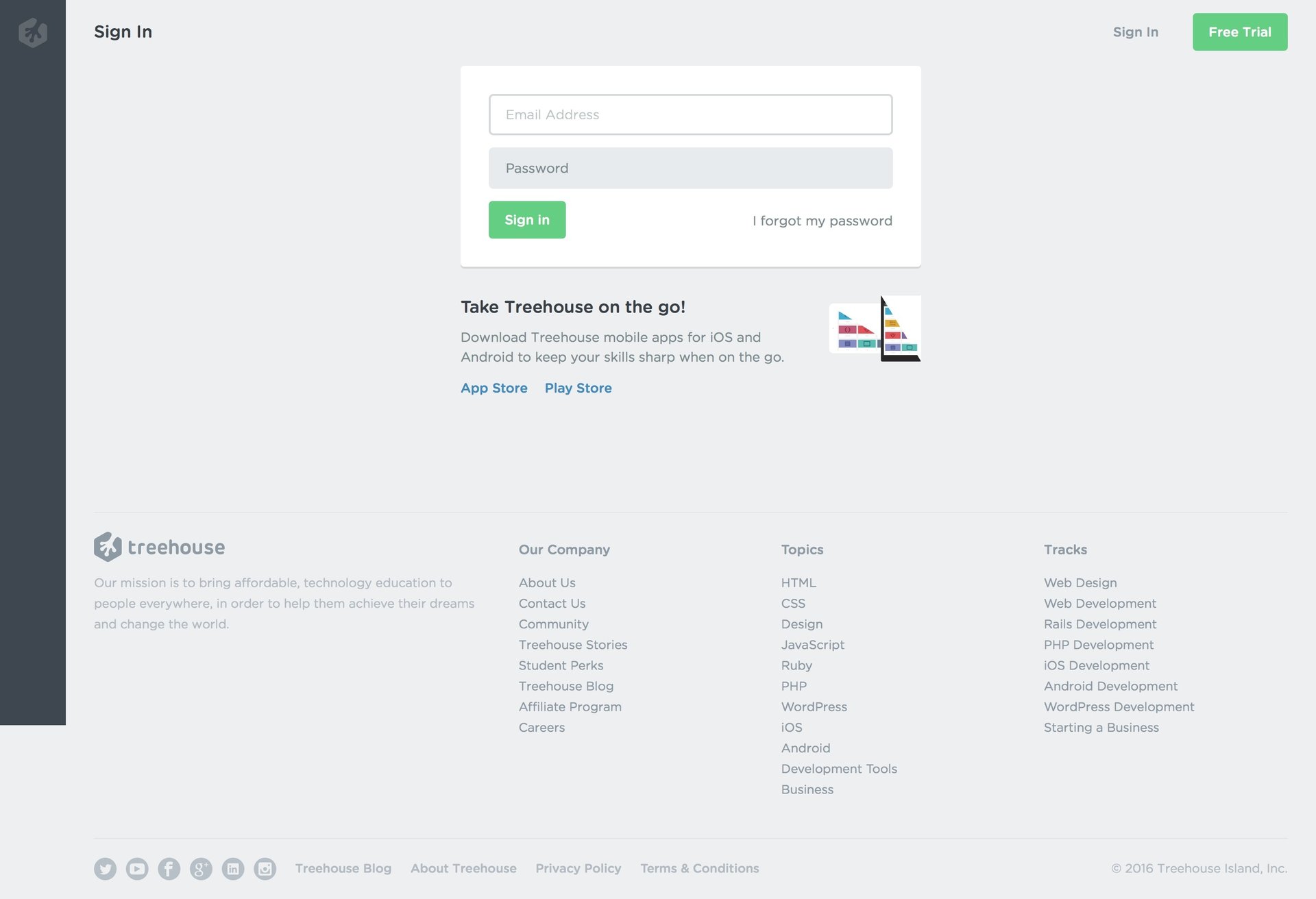 Treehouse
				signin page example