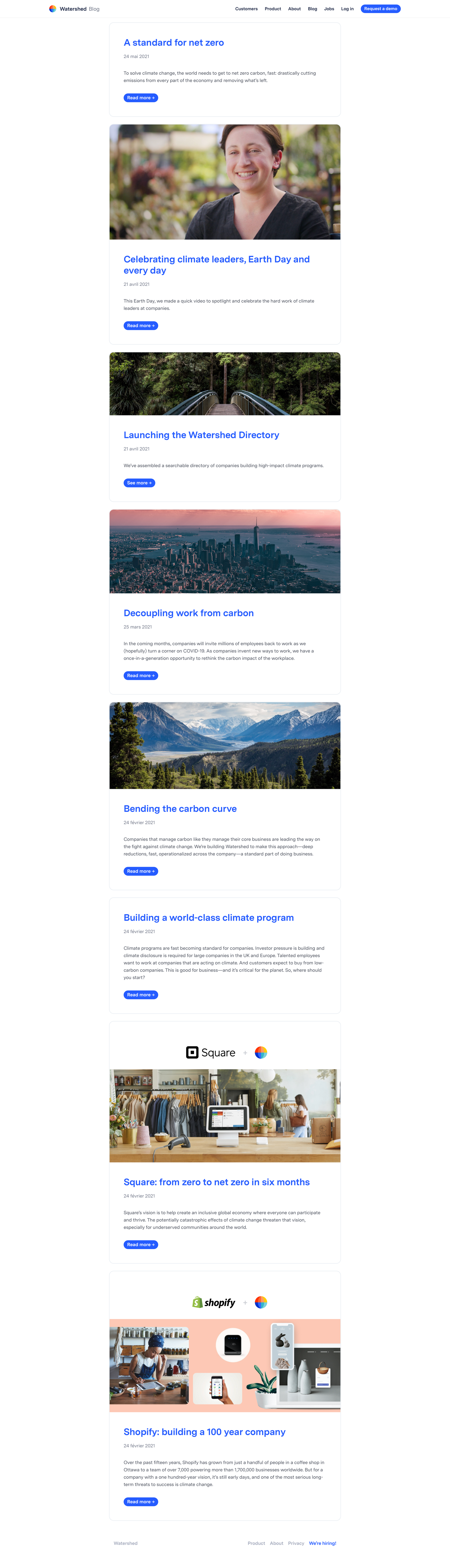 Watershed
				blog page example