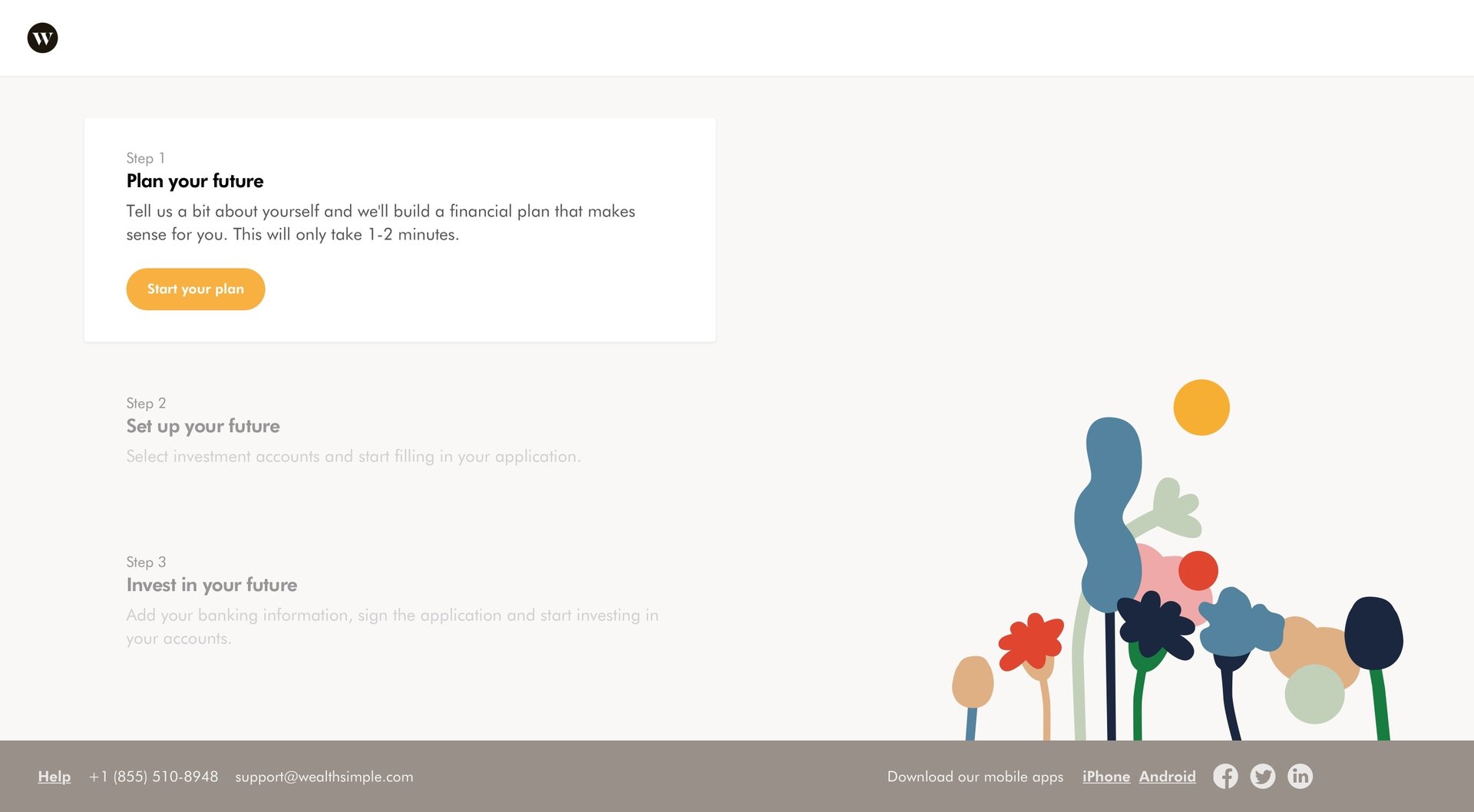Wealthsimple
				onboarding page example