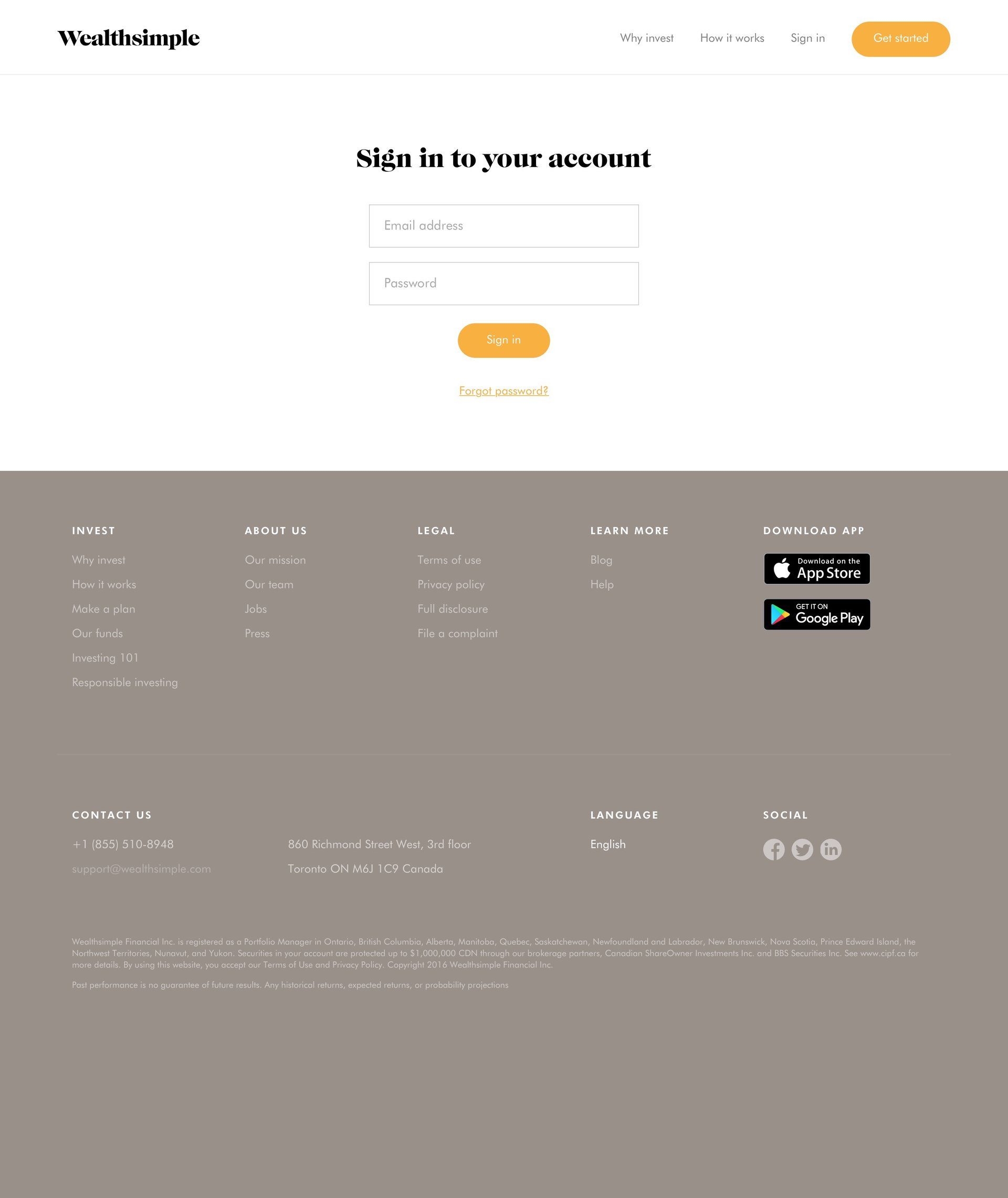 Wealthsimple
				signin page example
