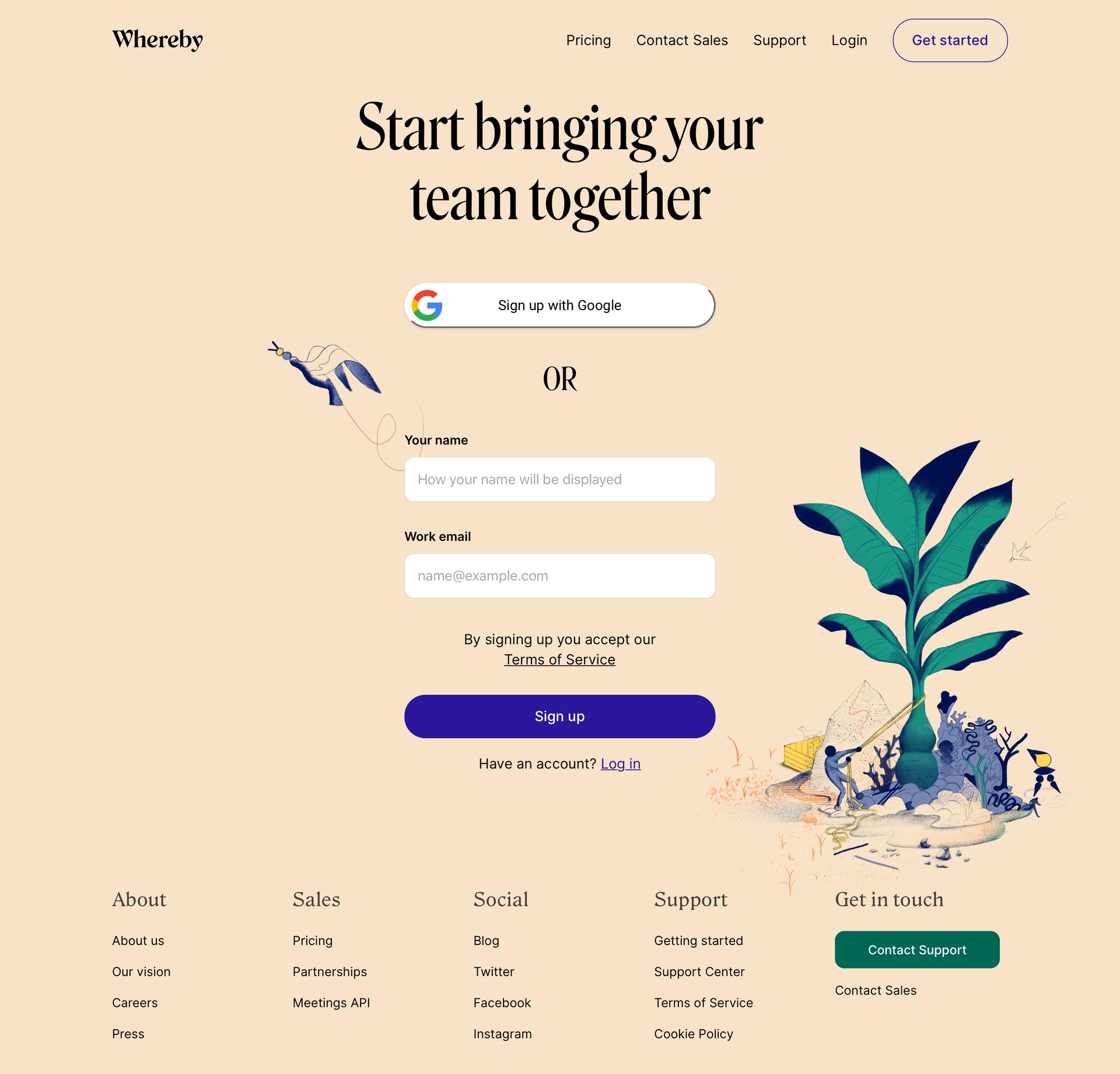Whereby
				signup page example