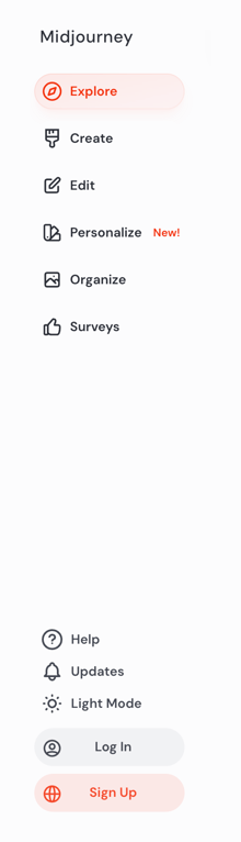 Midjourney — Vertical navigation component