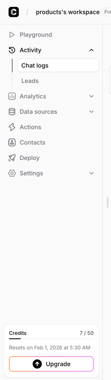Chatbase — Vertical navigation component