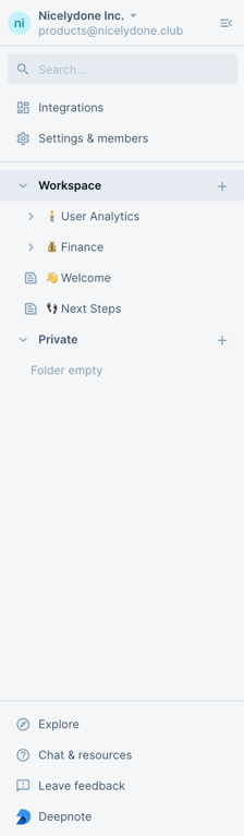 Deepnote — Vertical navigation component