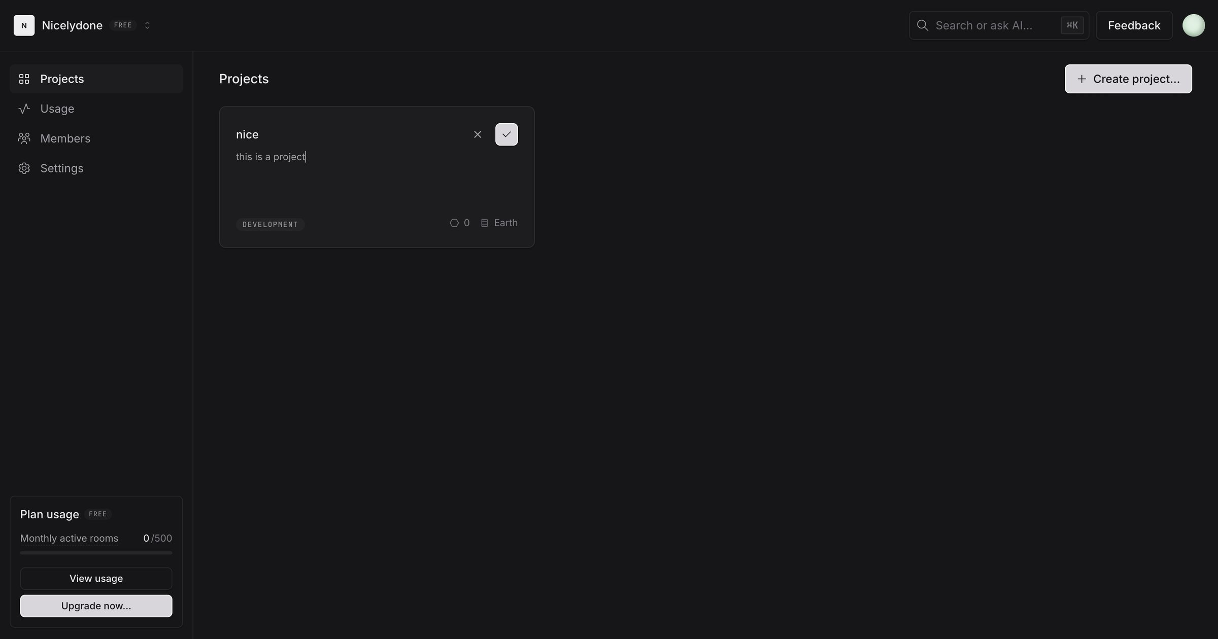 Liveblocks - Nicelydone | Overview screen