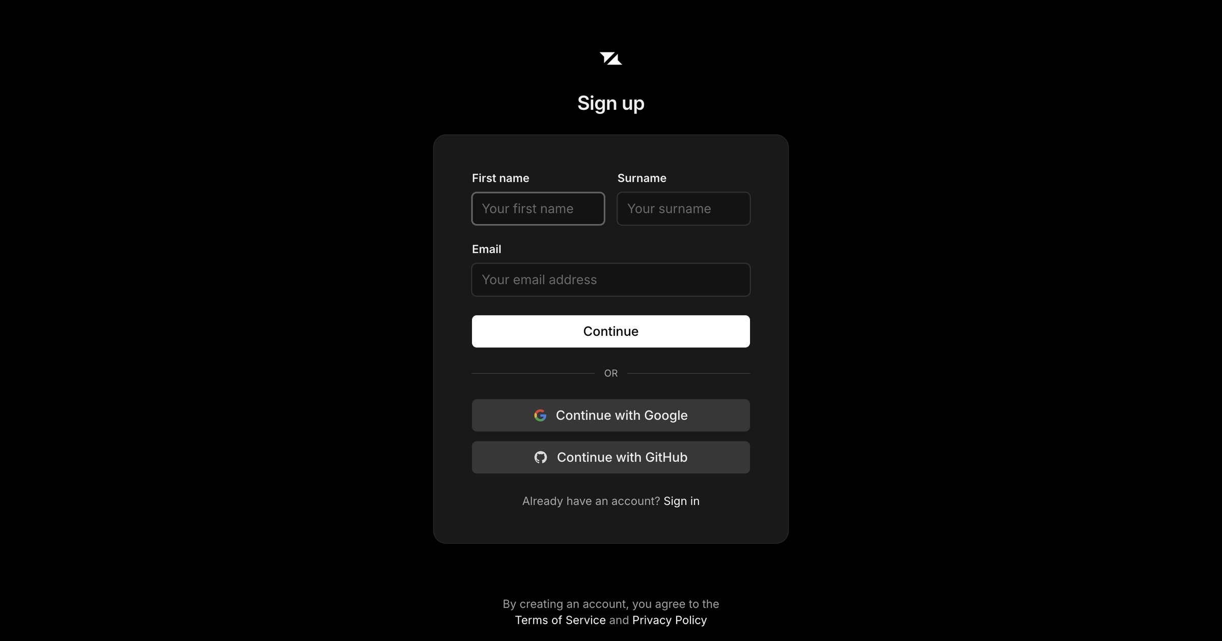 Liveblocks - Sign up screen