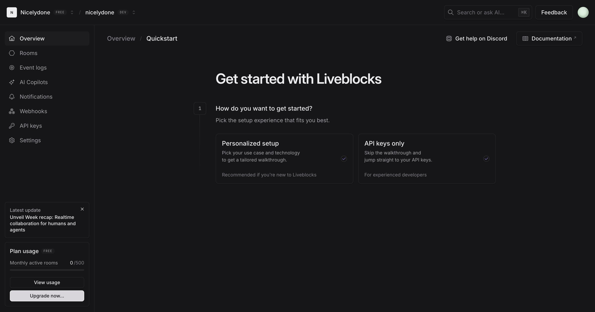 nicelydone (Development) | nicelydone (Development) | Quickstart from Liveblocks
