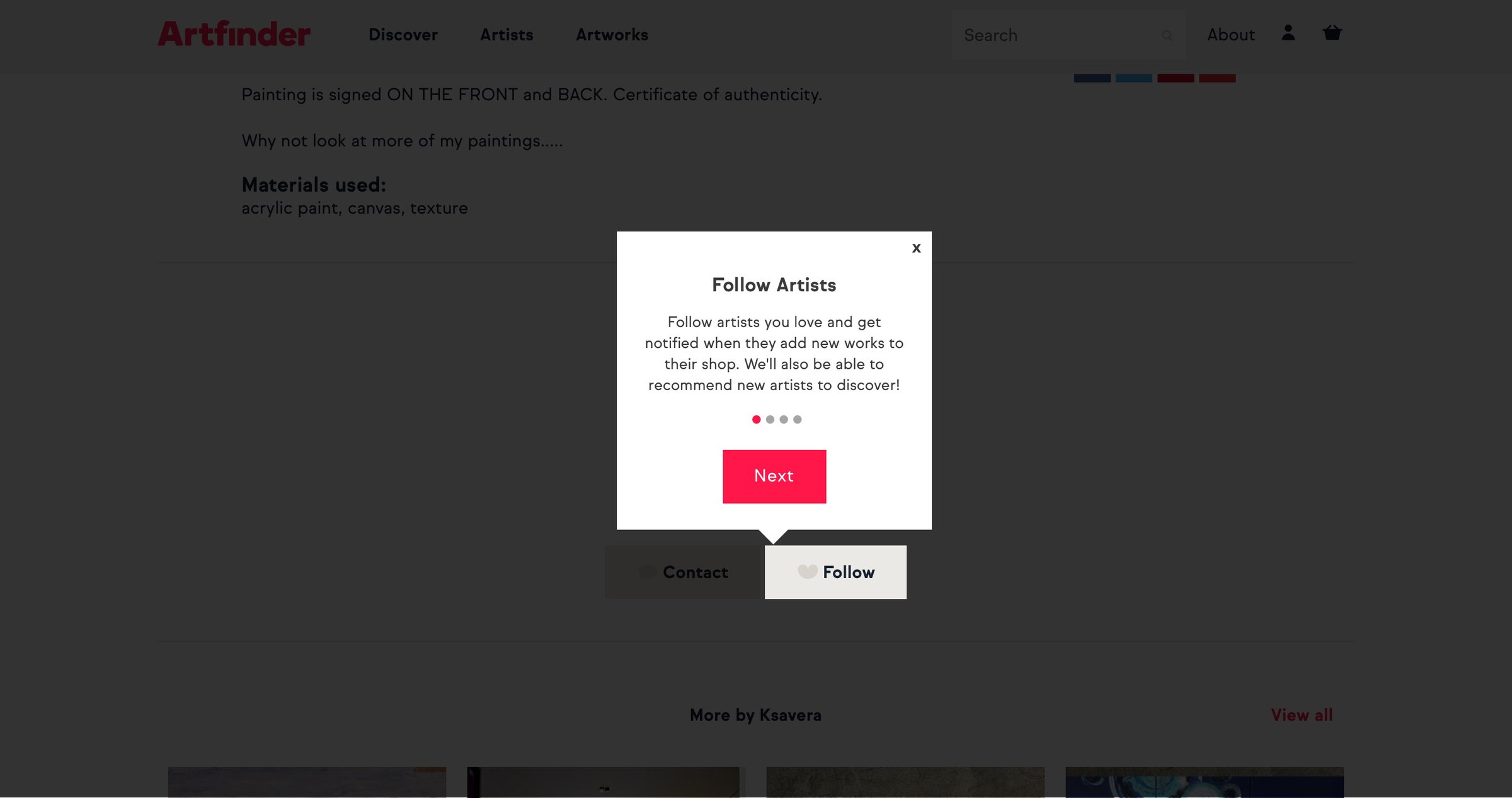 Artfinder - Onboarding screen