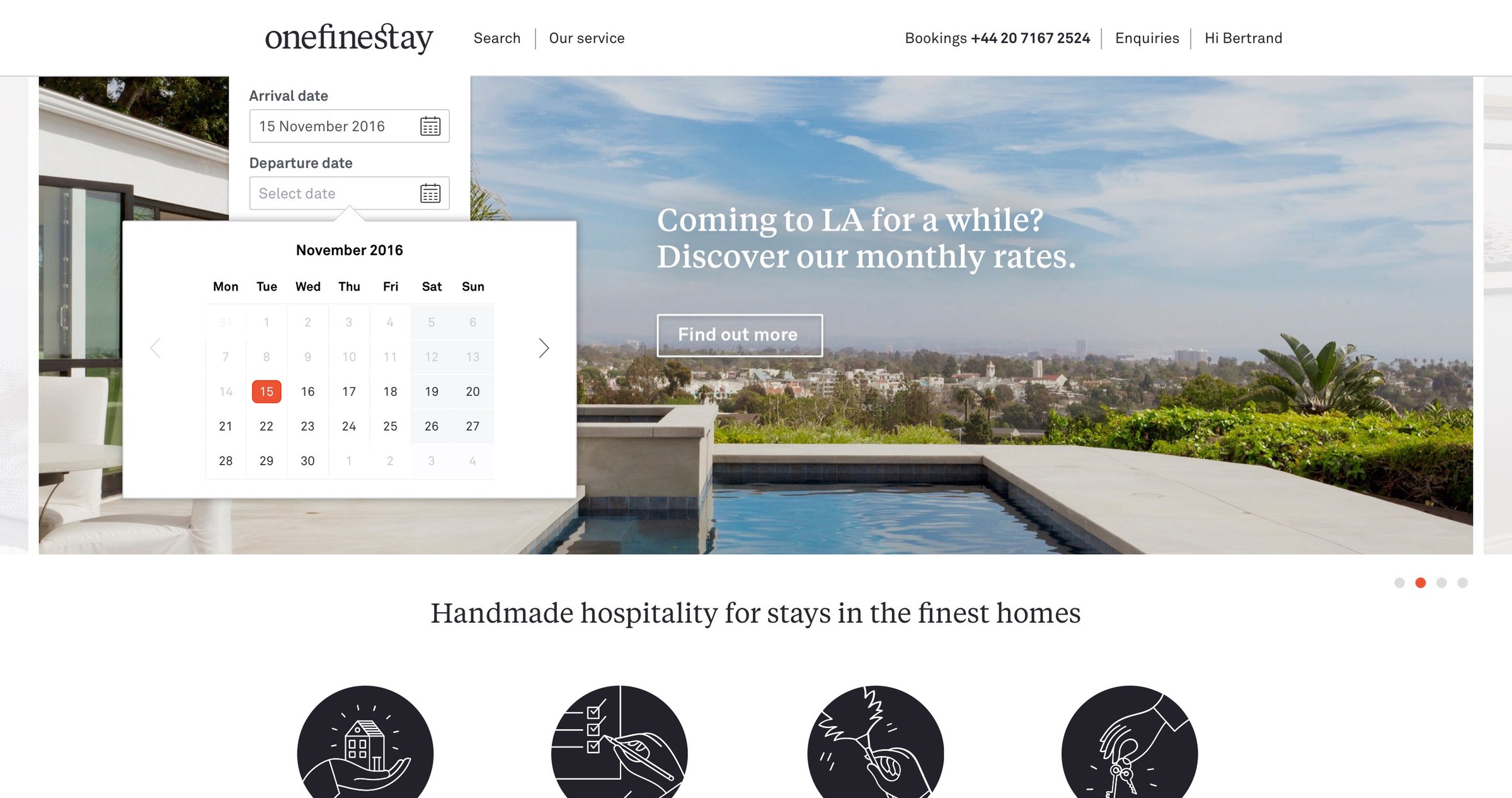 One fine stay - Calendar screen