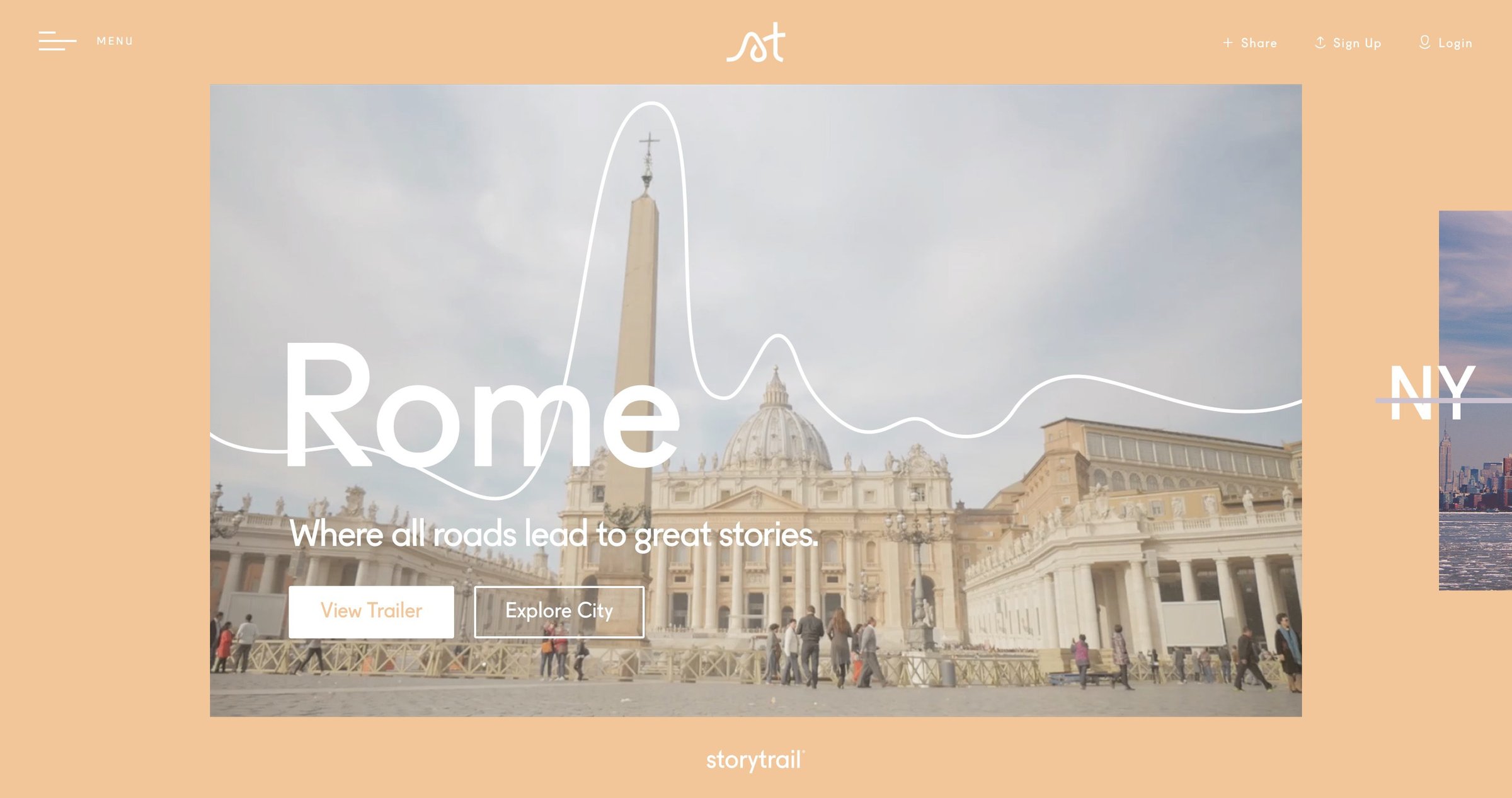 Storytrail - Landing page screen