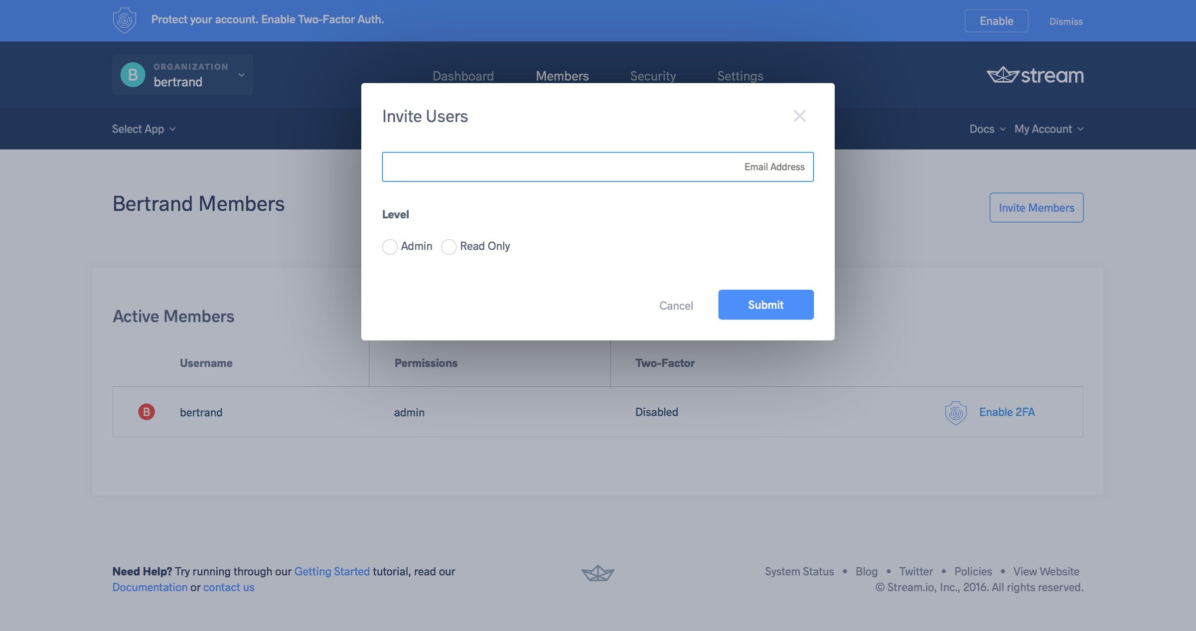 Stream - Invite team screen