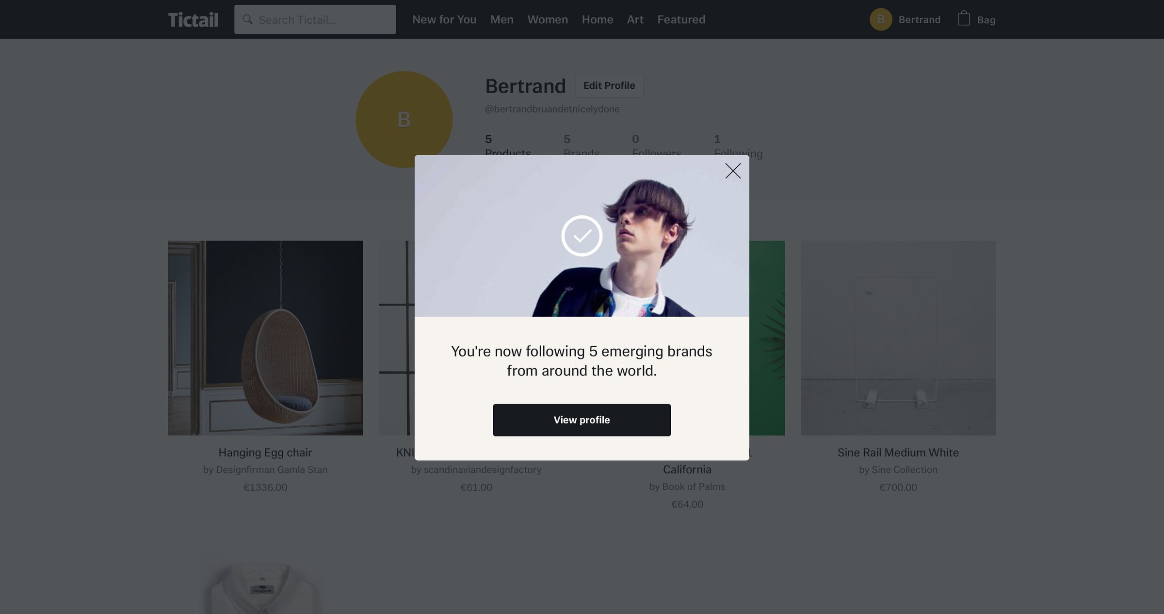 Tictail - Onboarding screen