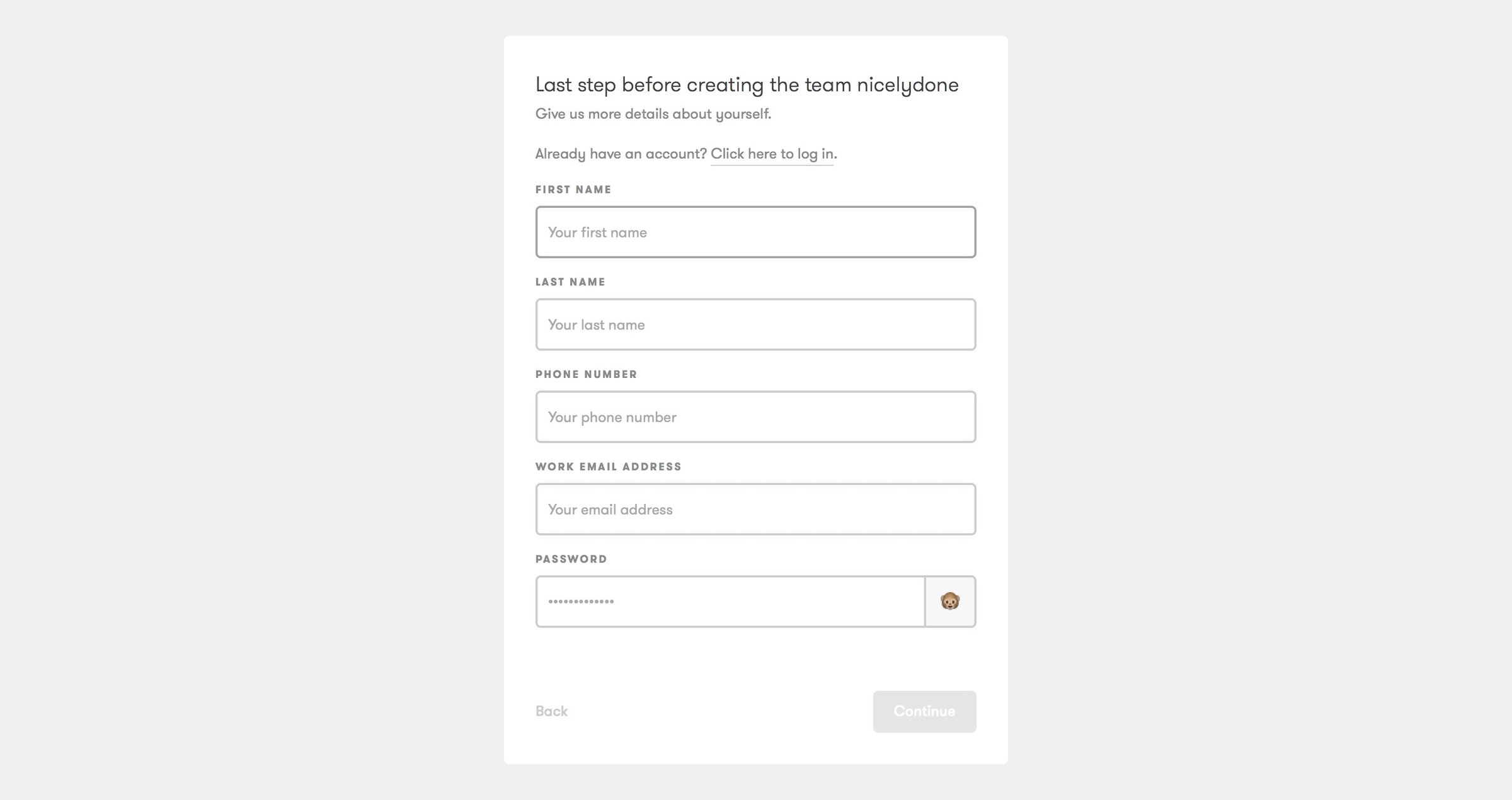Hivy - Sign up screen