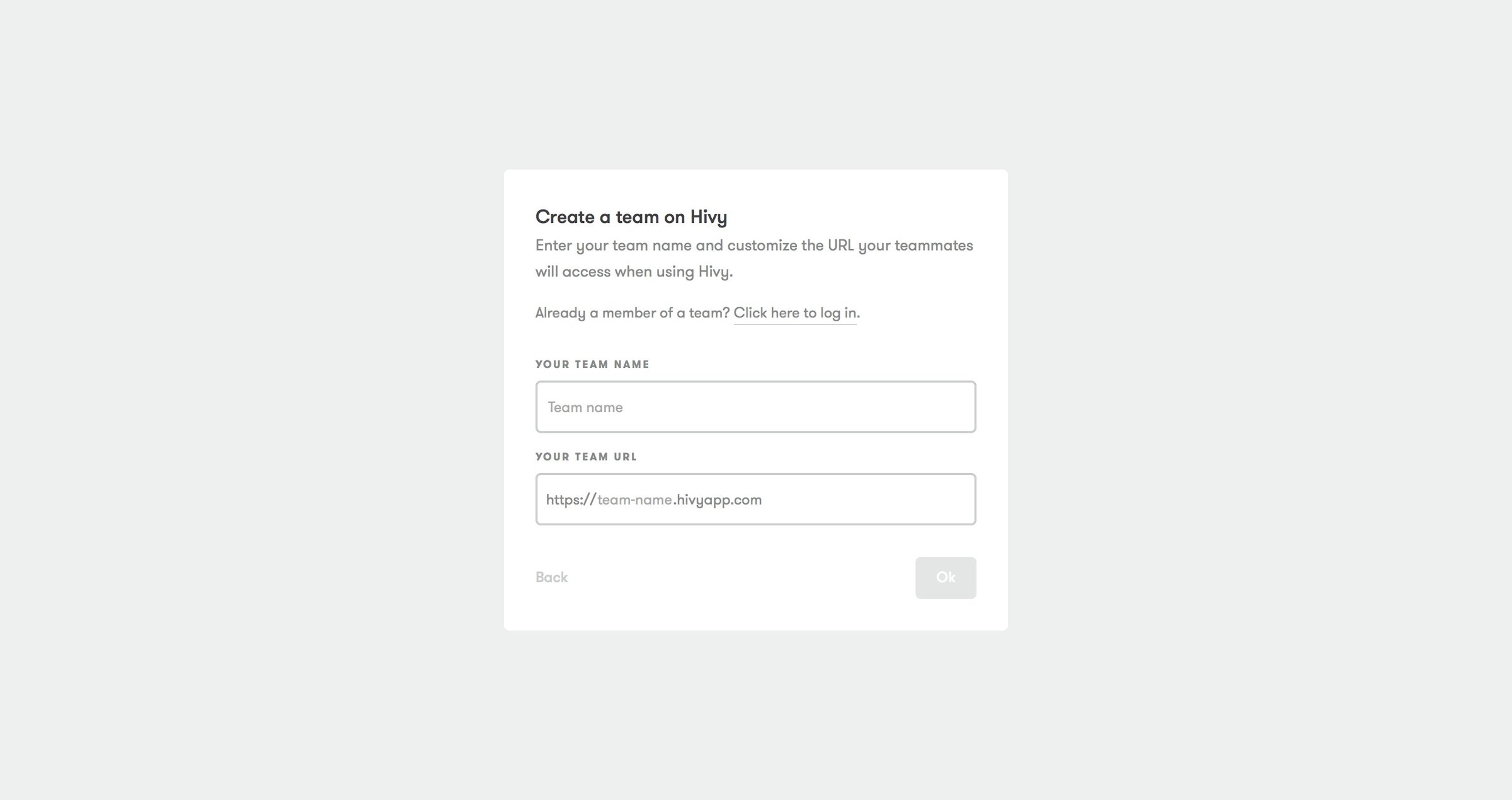 Hivy - Sign up screen