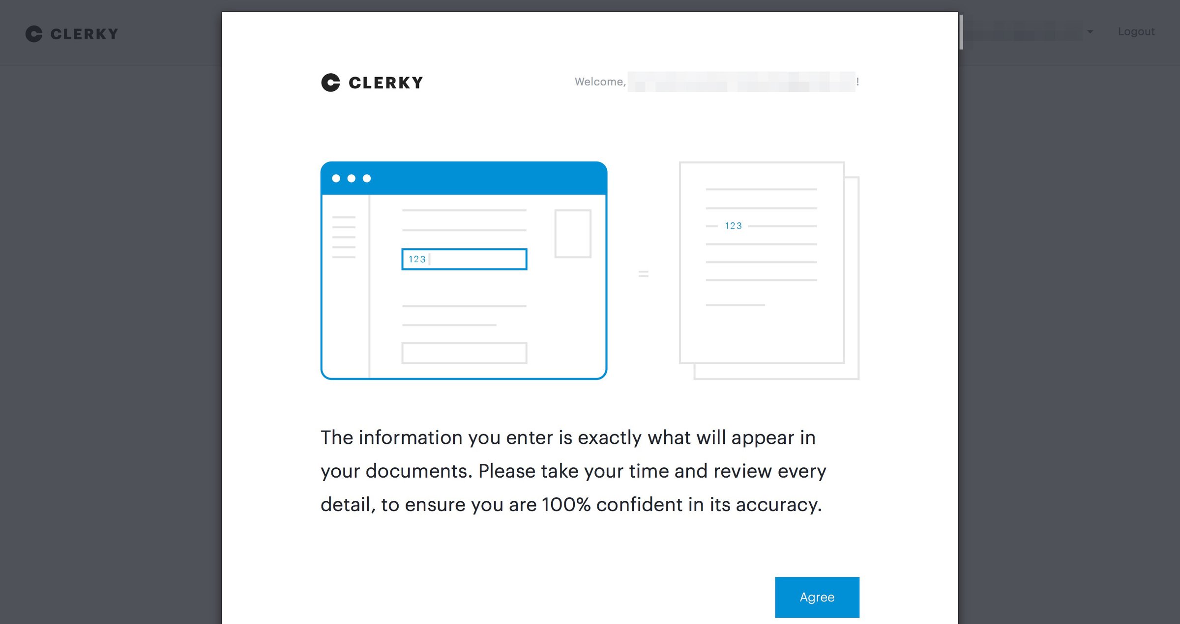 Clerky - Onboarding screen