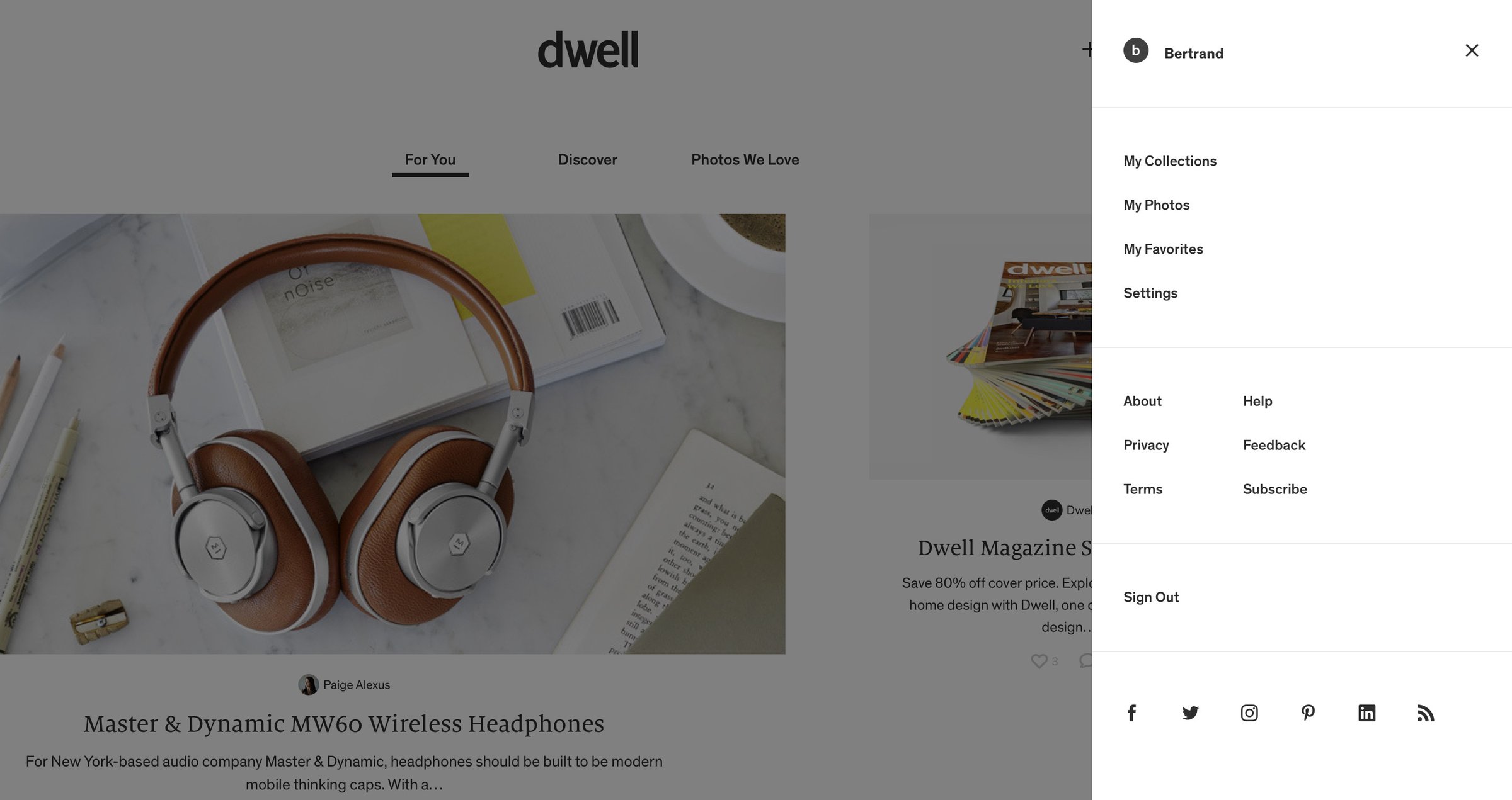 Dwell - Navigation screen