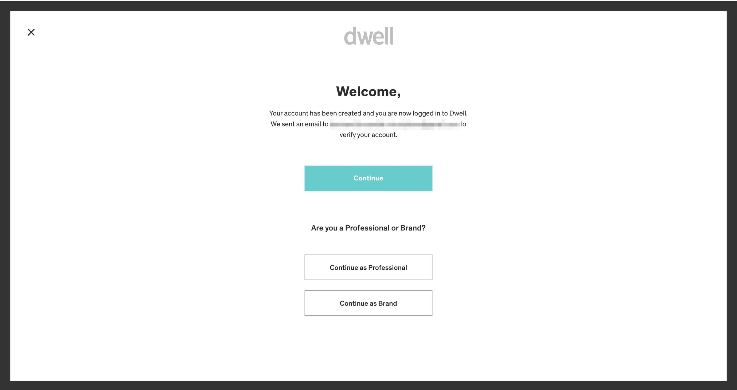 Dwell - Sign up screen