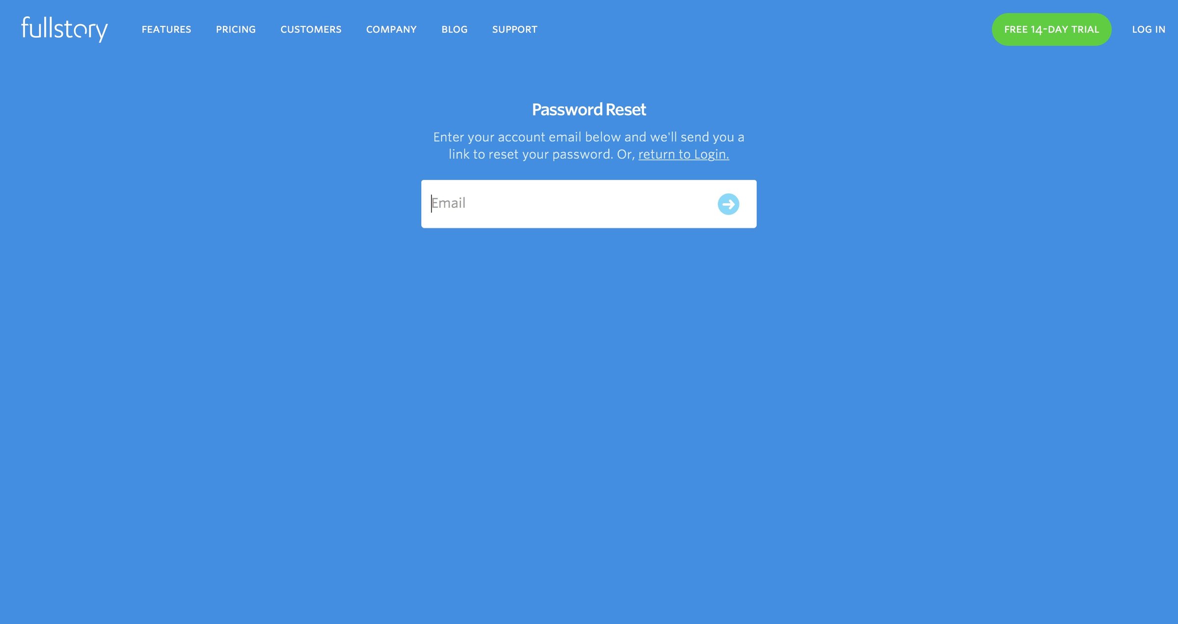 Password reset from Fullstory