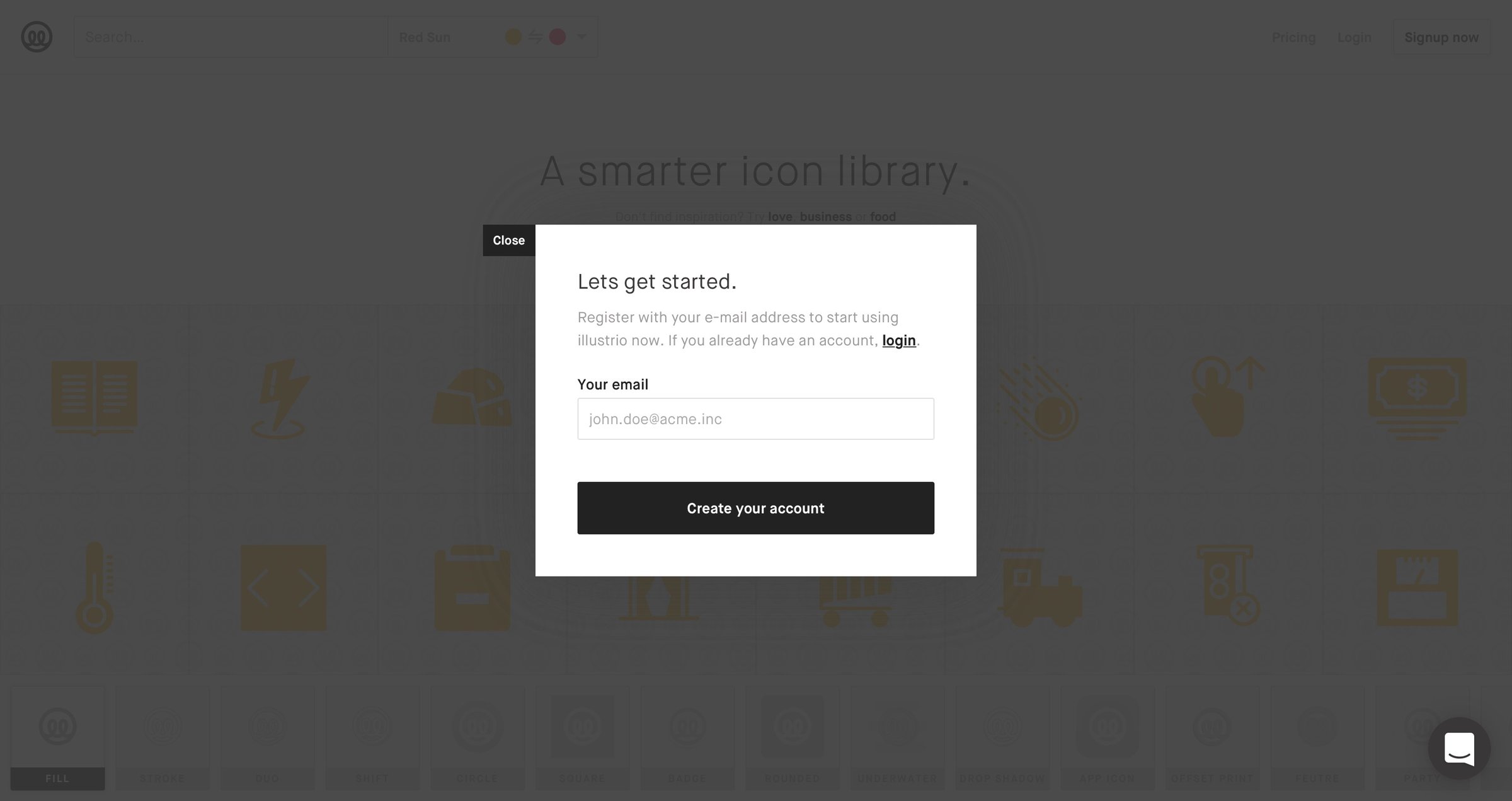 Sign up from Illustrio