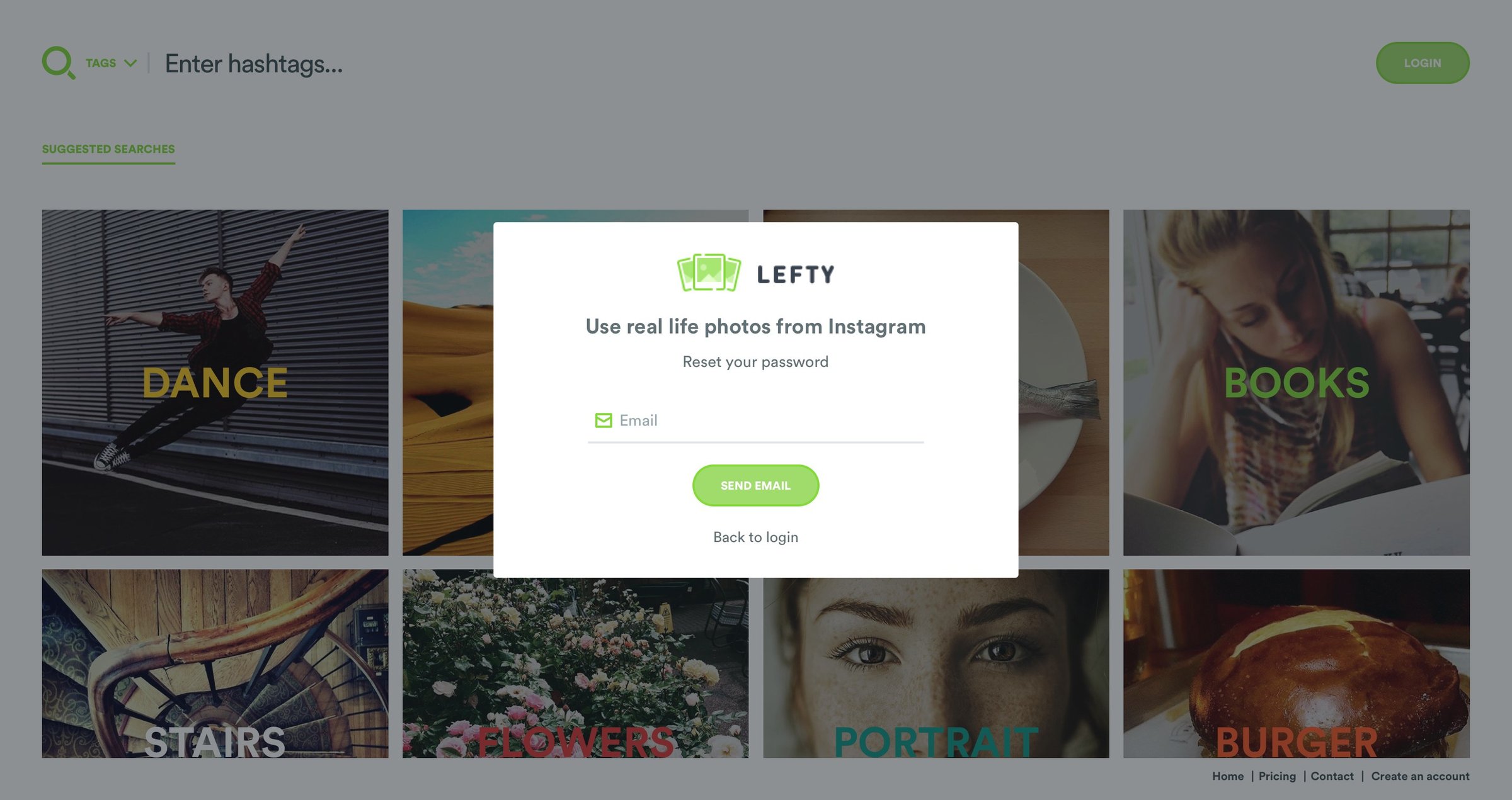Lefty - Password reset screen