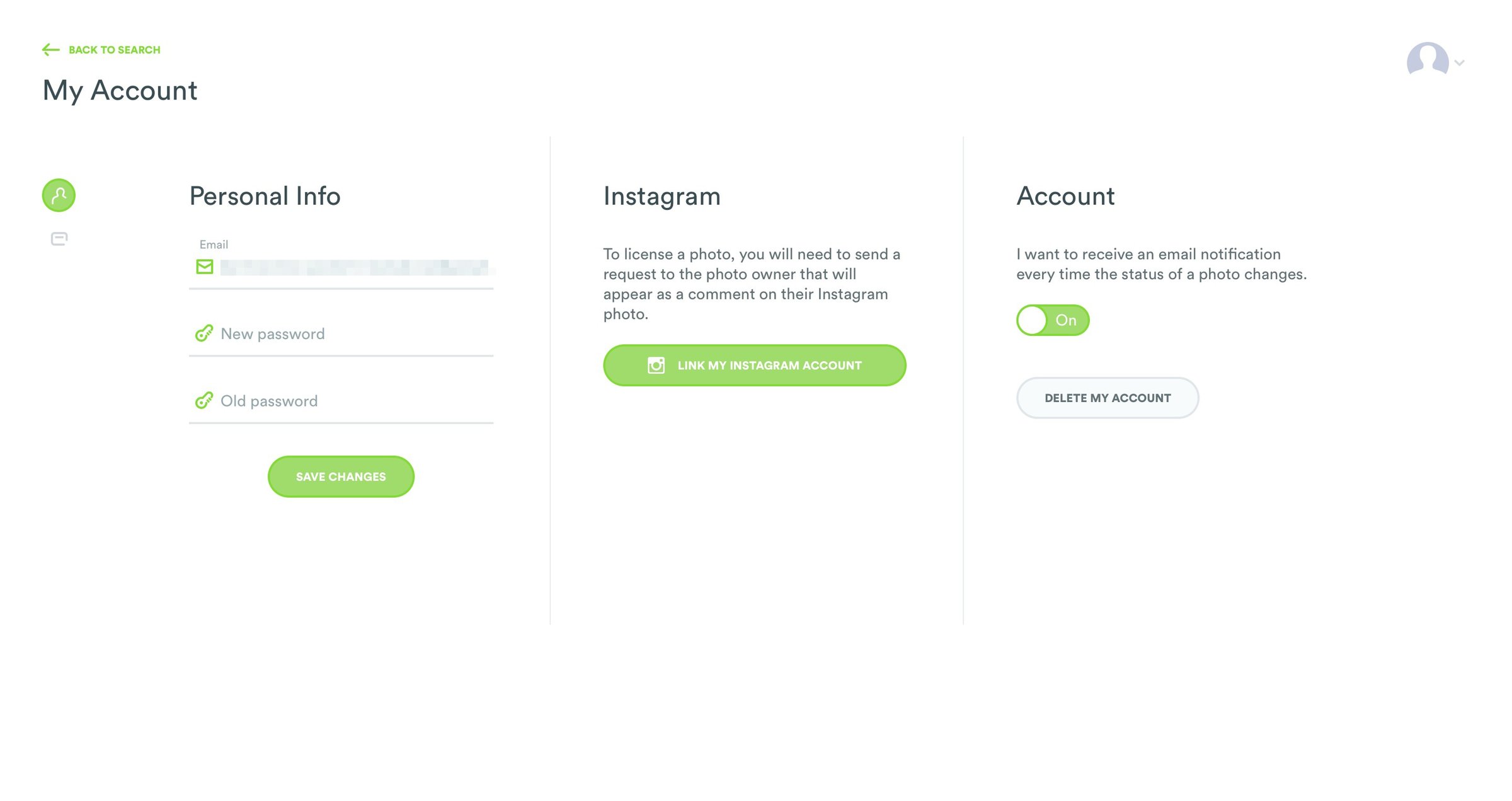 Lefty - Settings screen