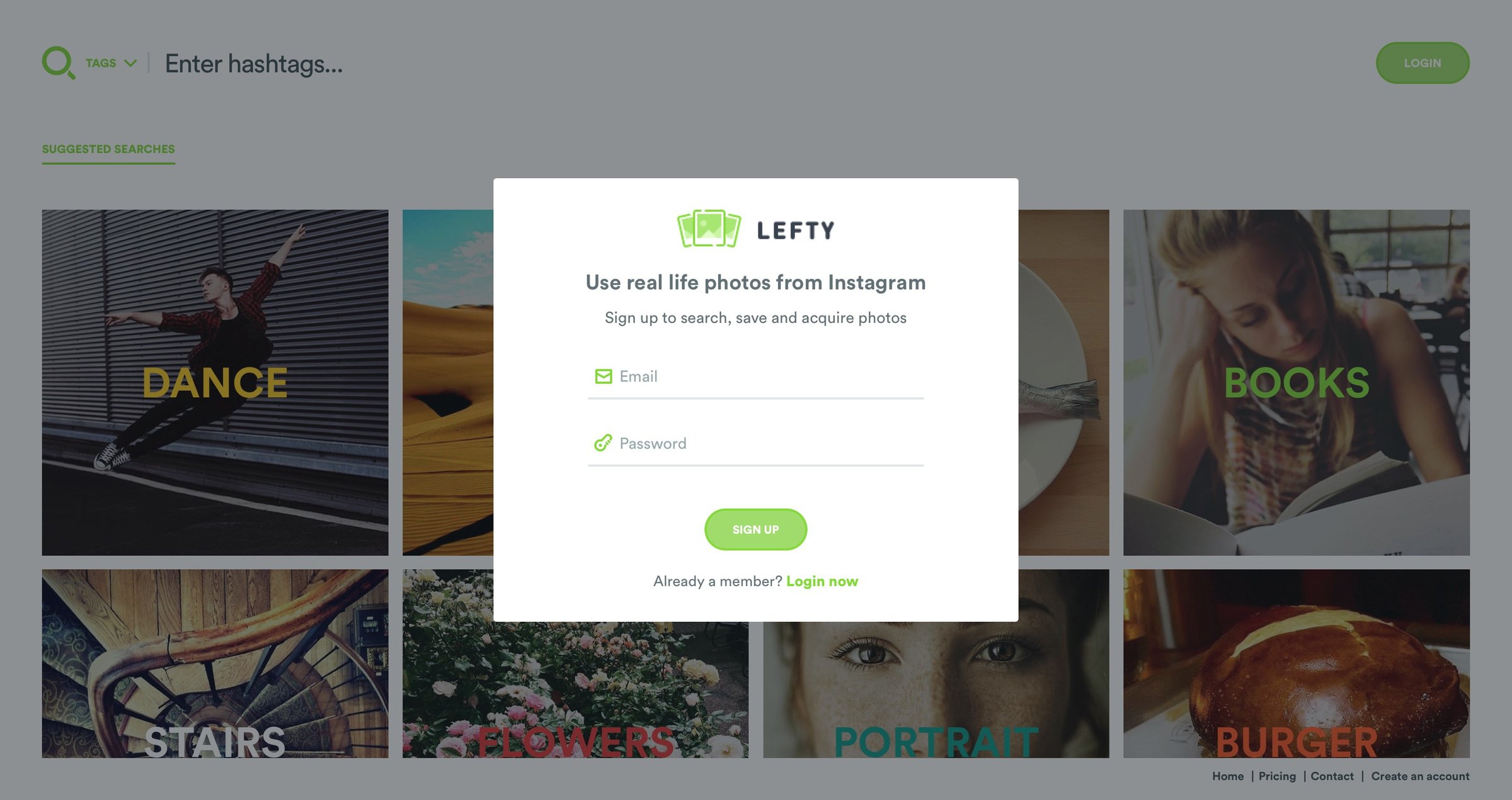 Lefty - Sign up screen
