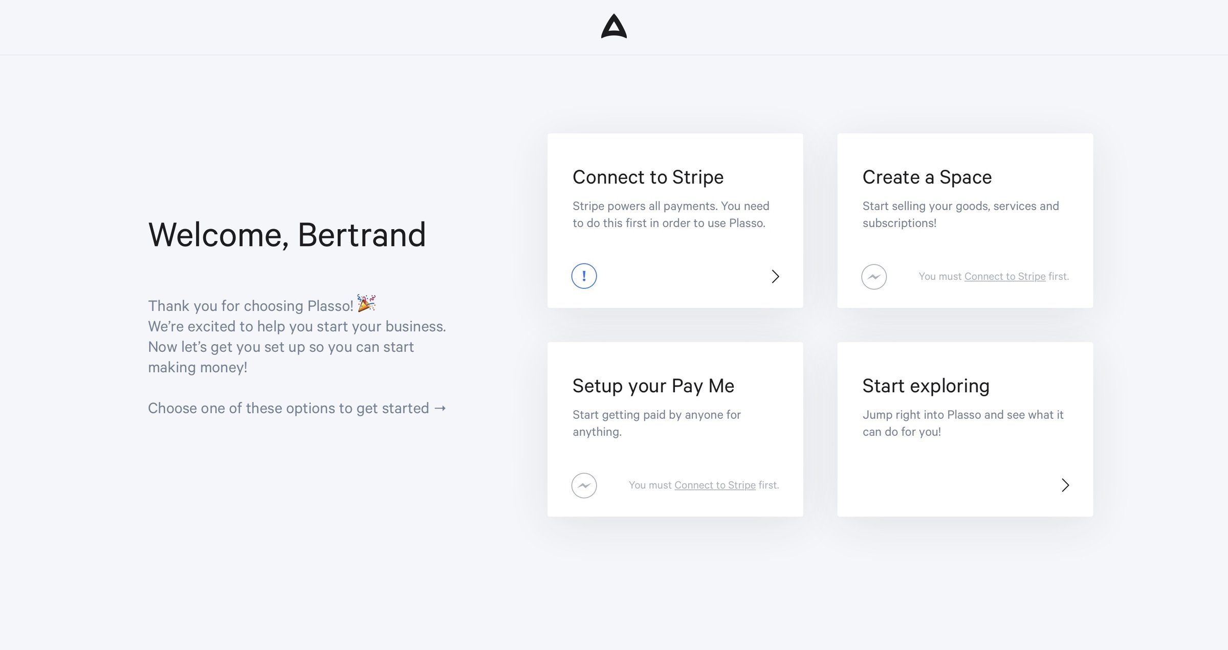 Plasso - Onboarding screen