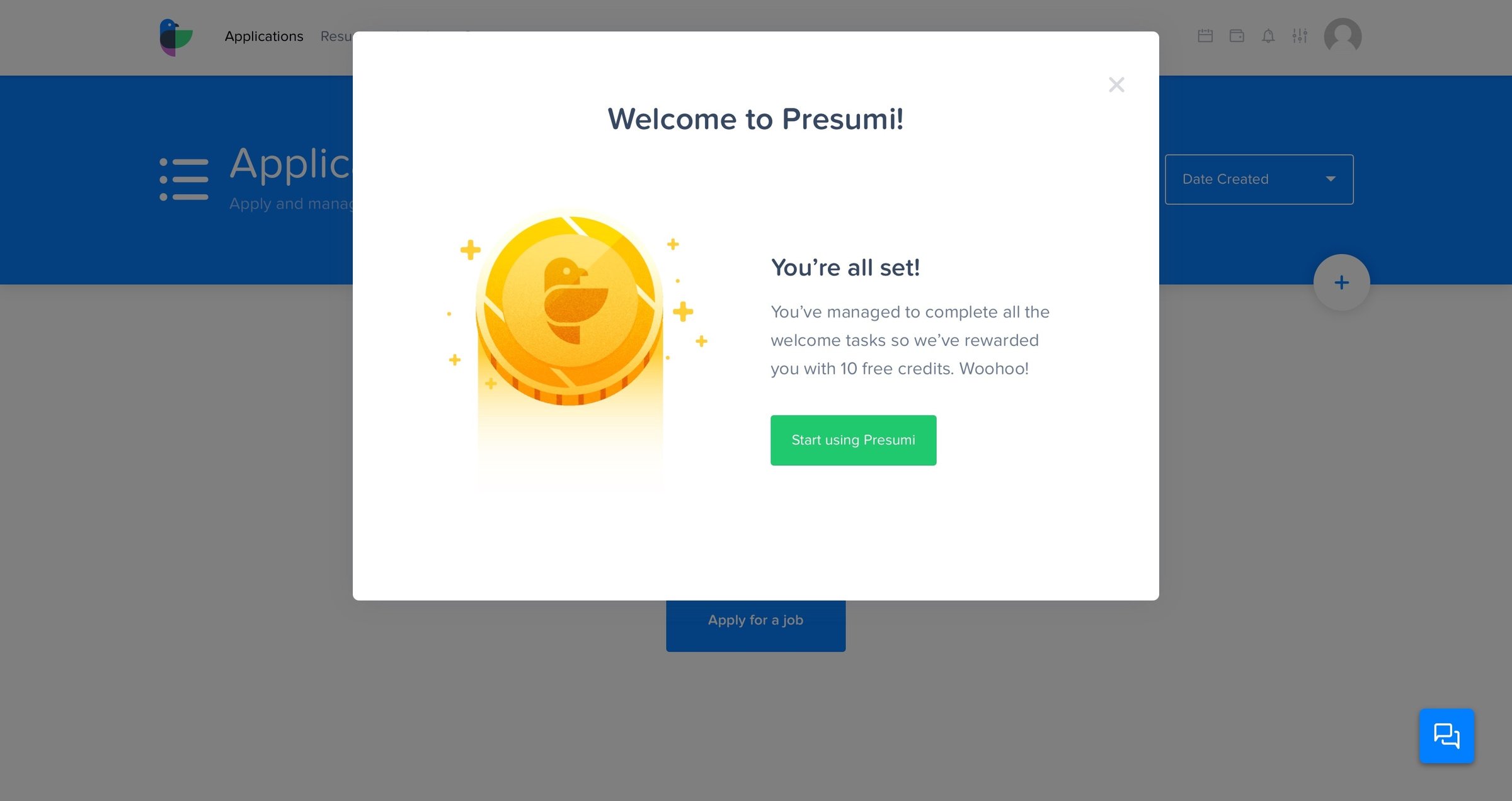 Presumi - Onboarding screen