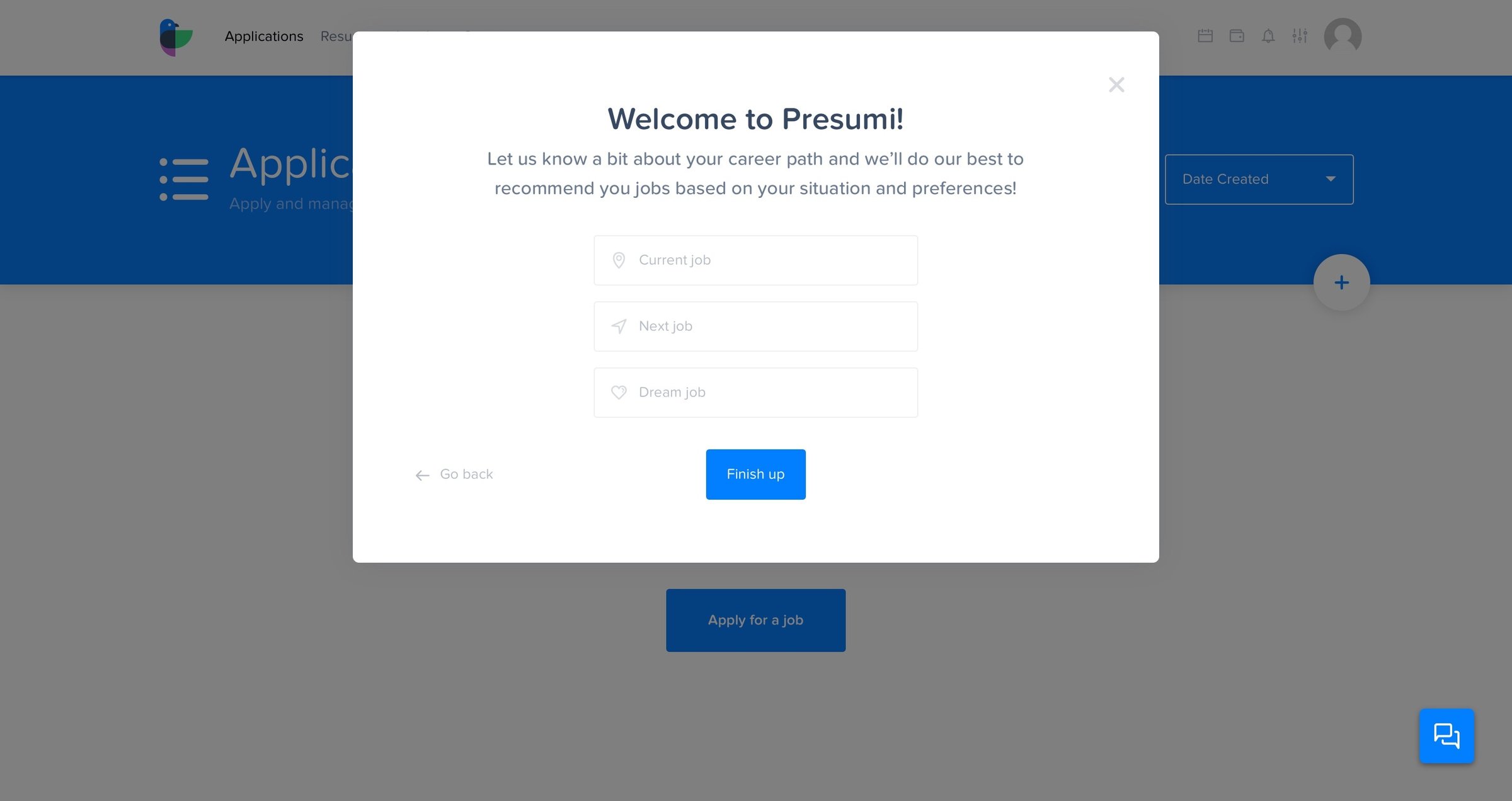 Presumi - Onboarding screen