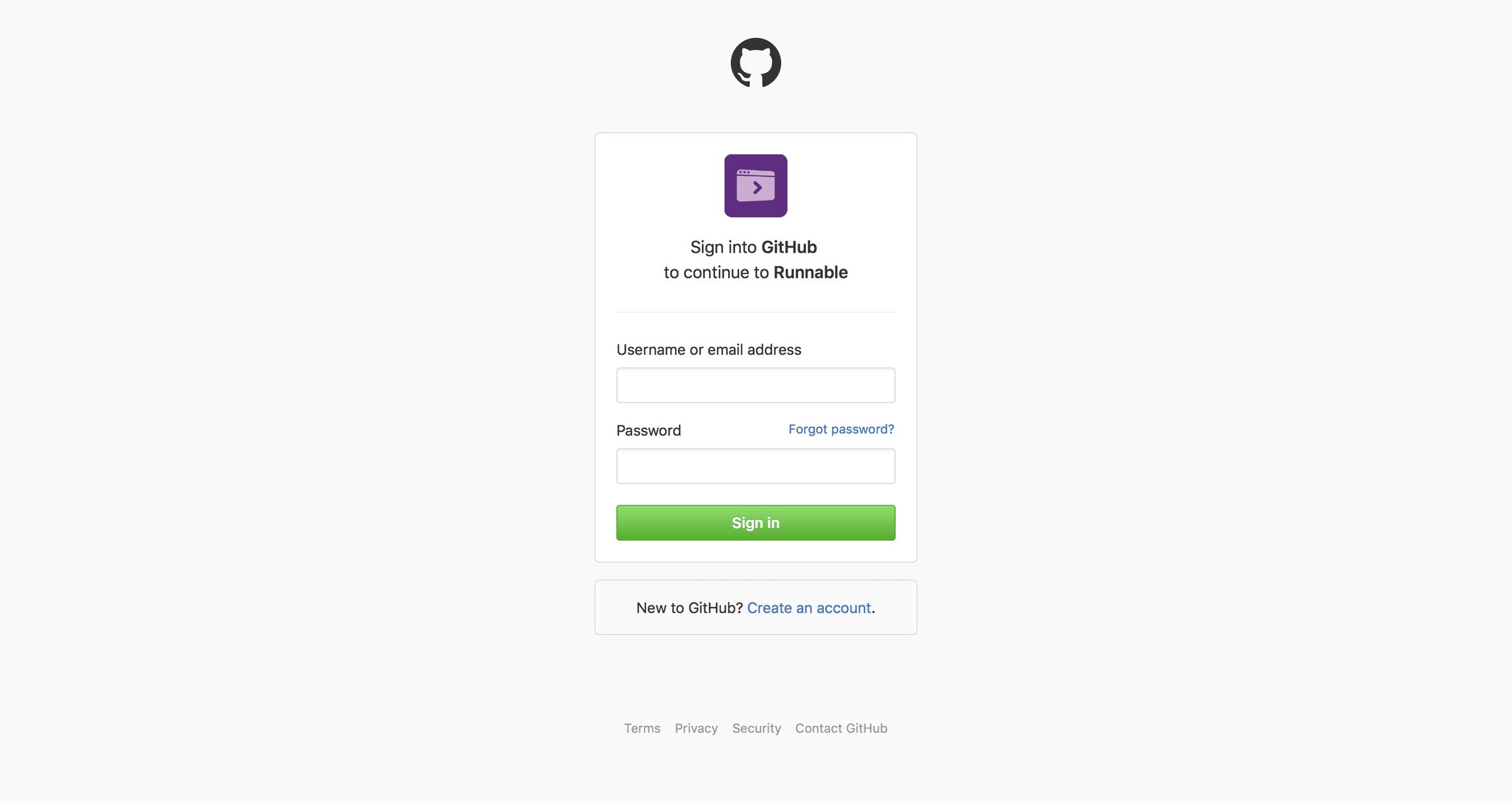 Runnable - Sign up screen