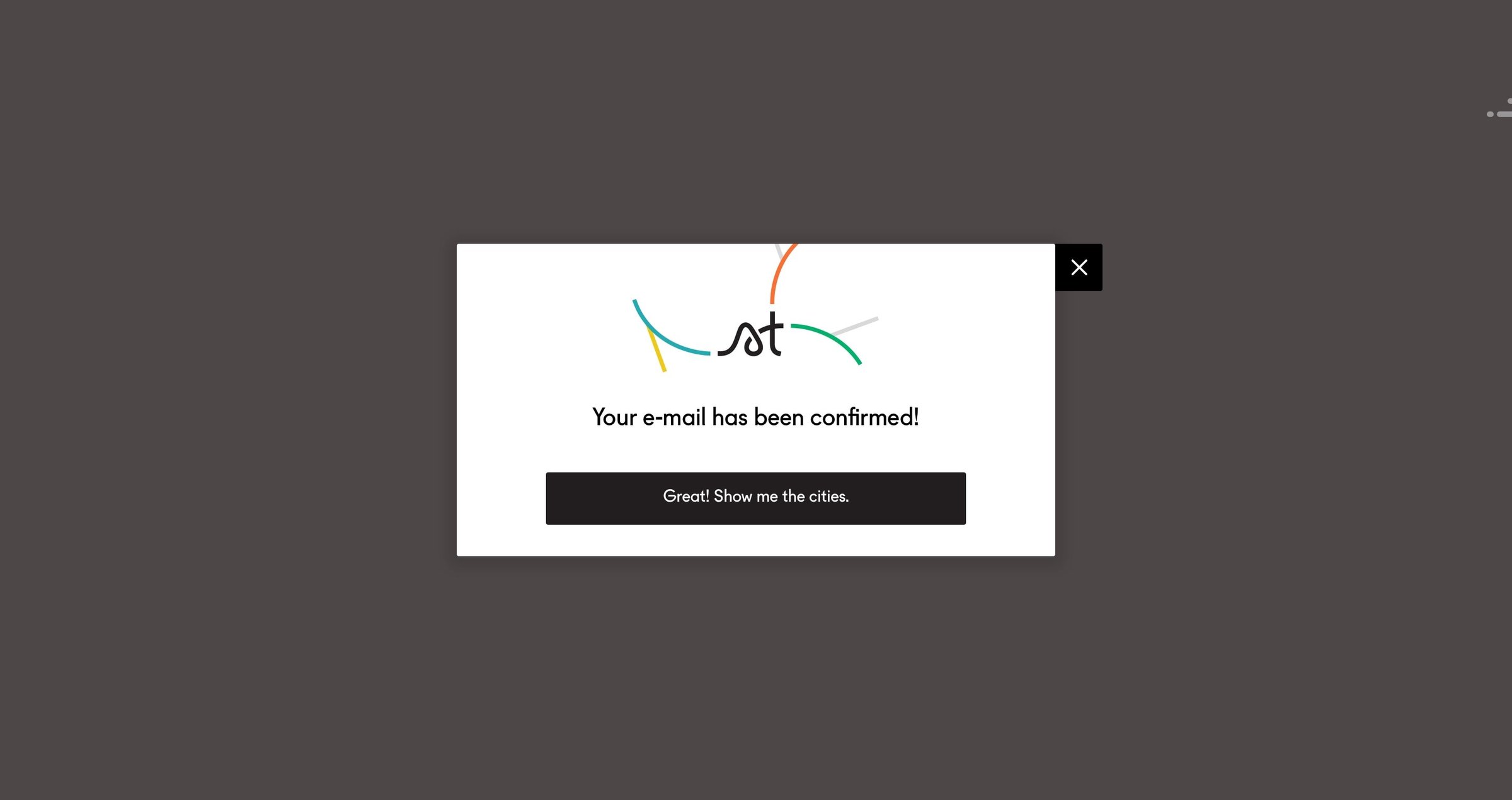 Storytrail - Sign up email confirmed screen