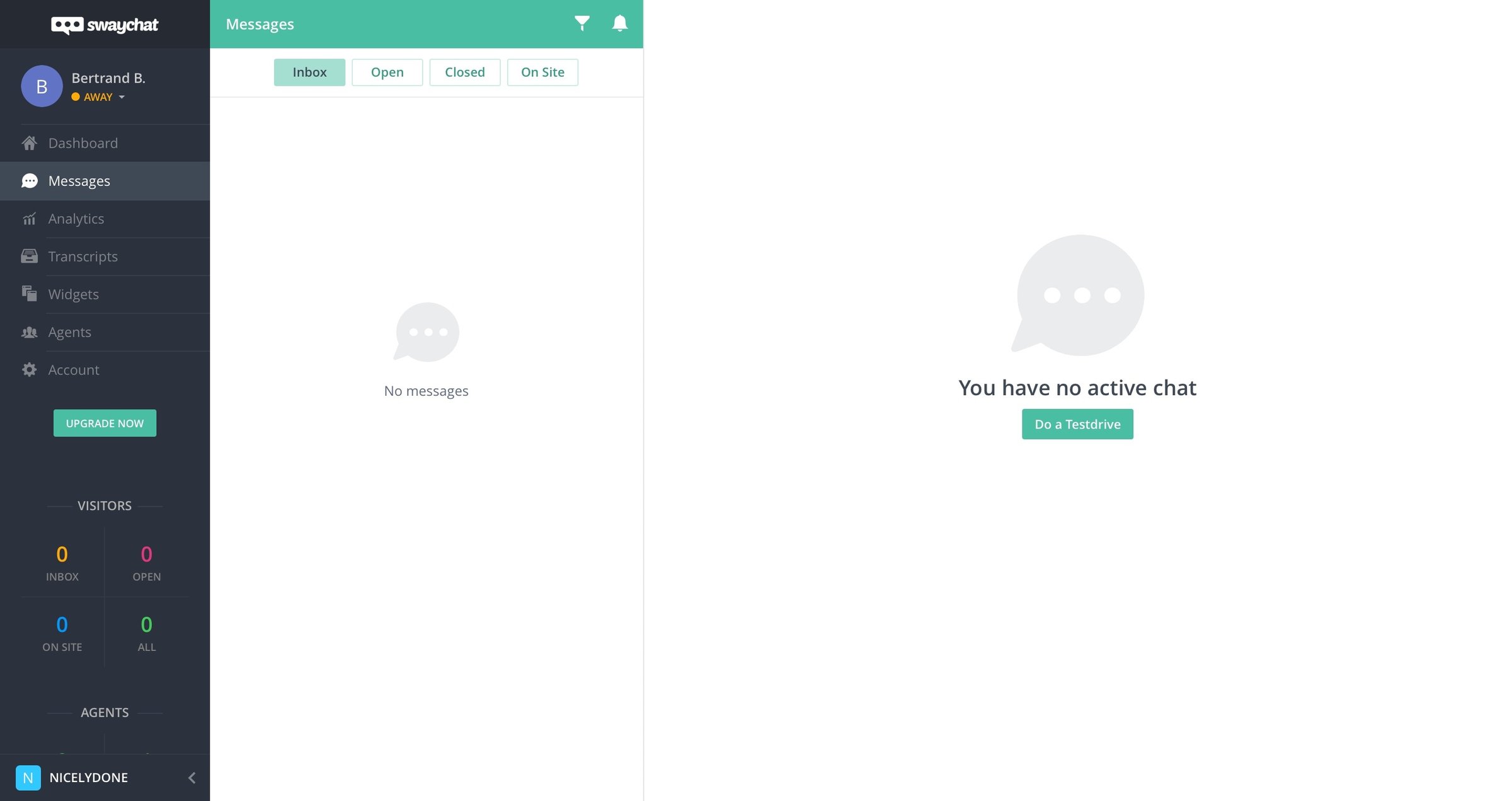 SwayChat - Empty state screen