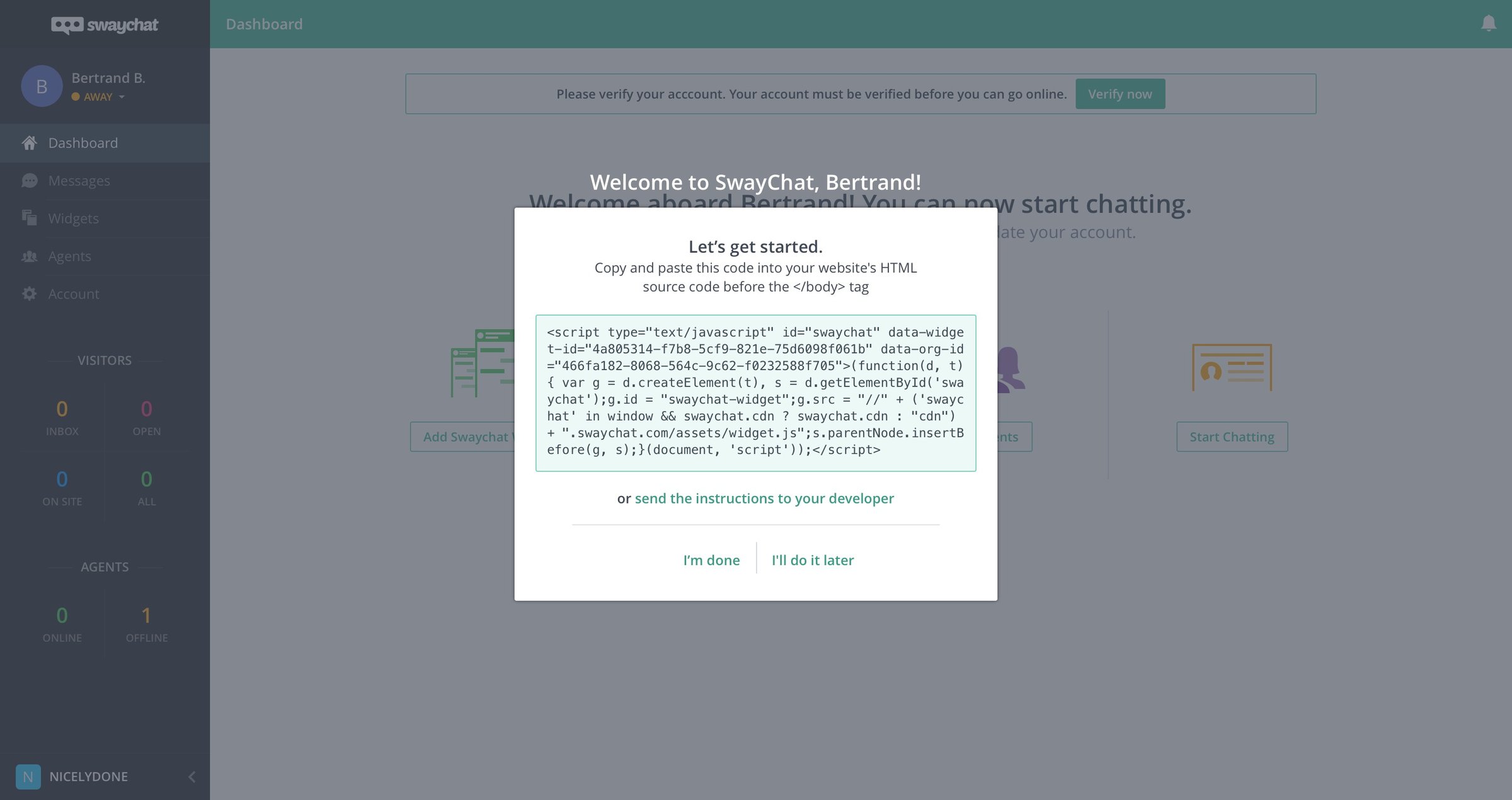 SwayChat - Onboarding screen