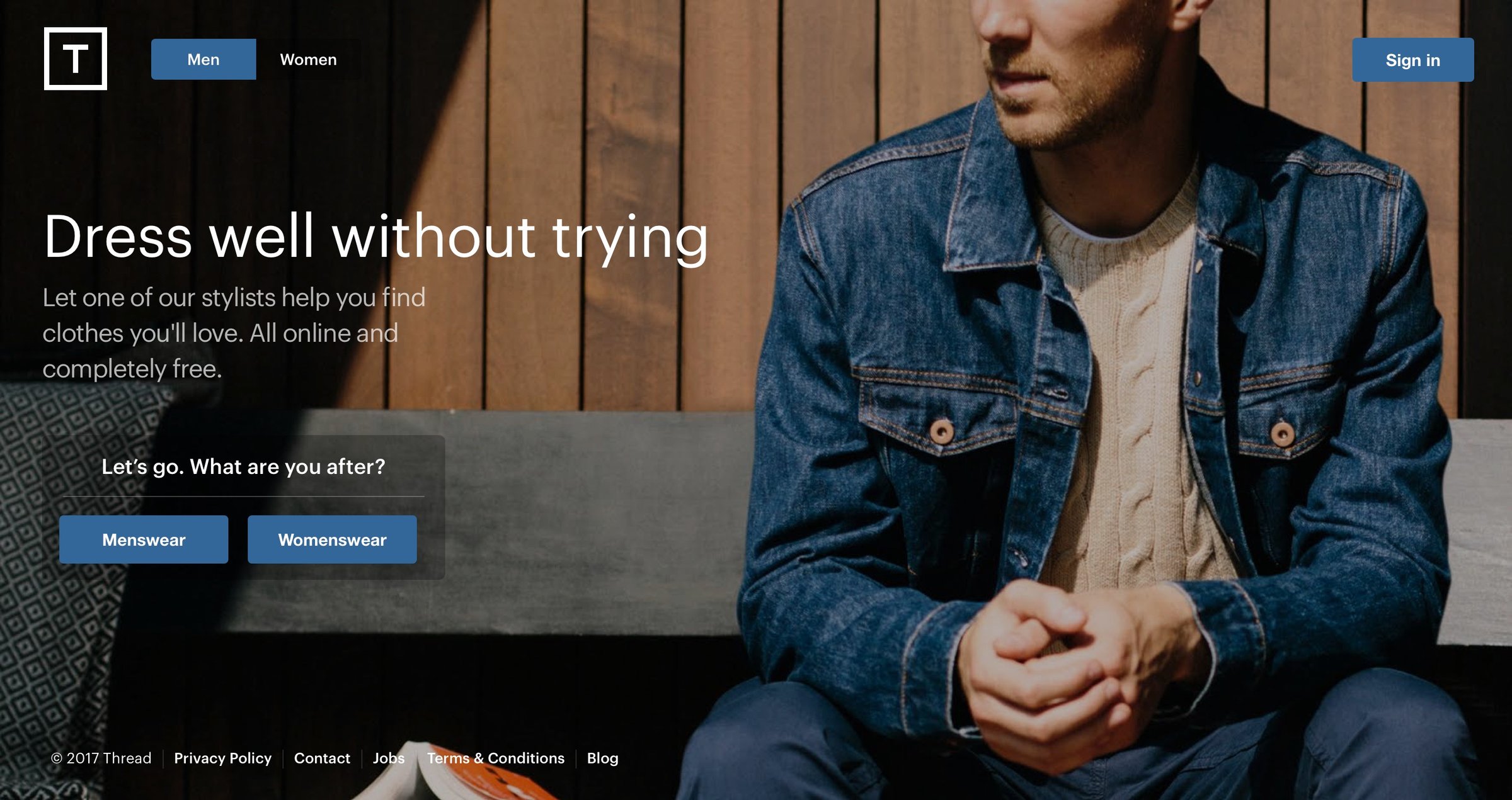 Thread - Landing page screen