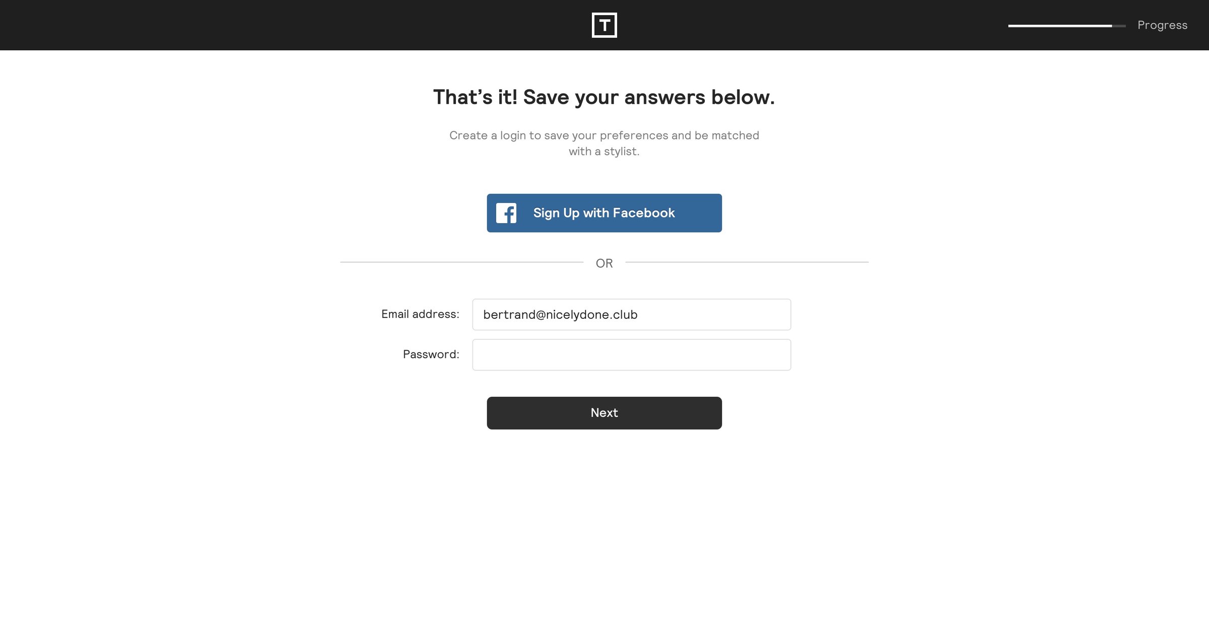 Sign up from Thread