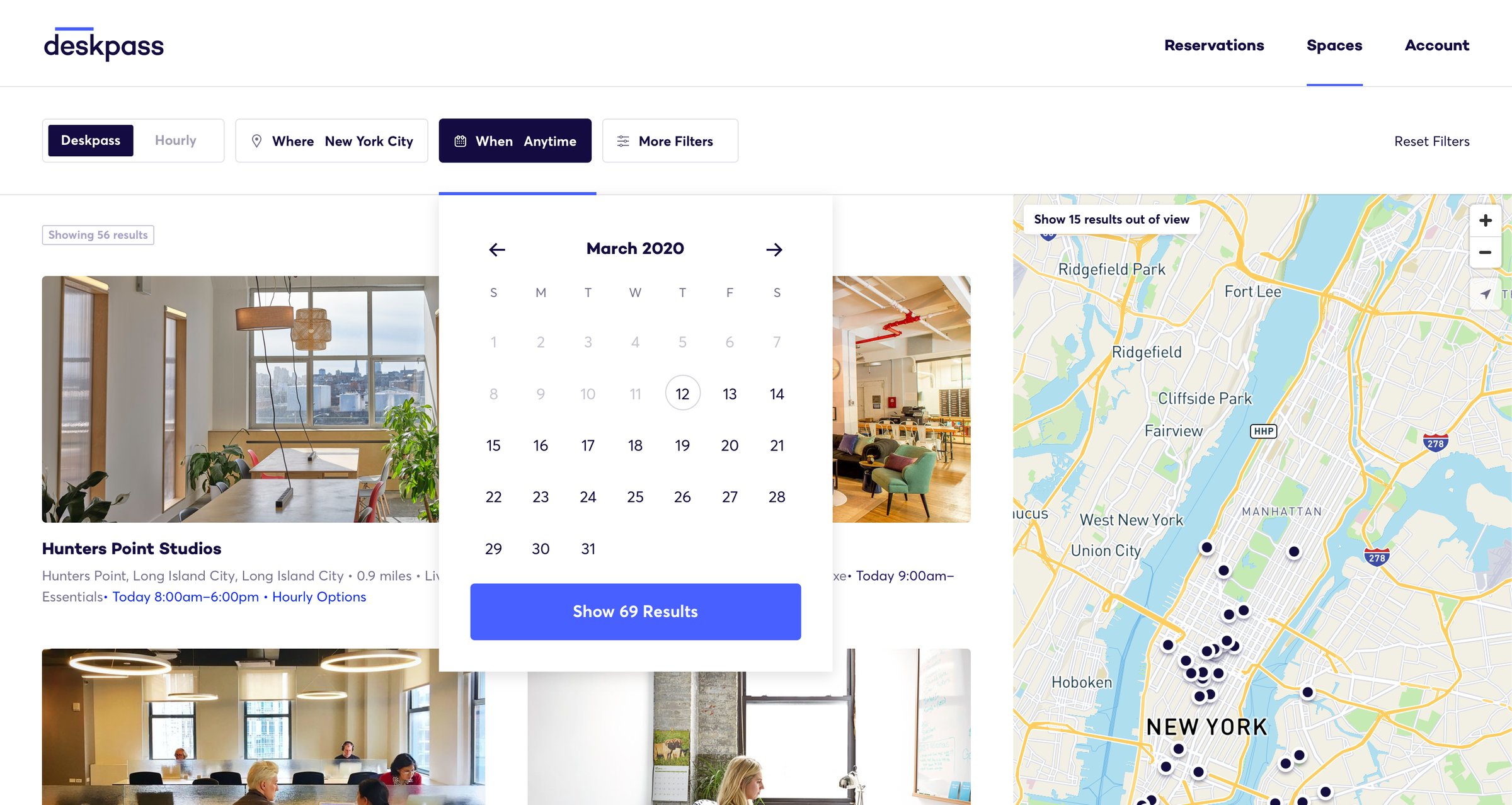 Deskpass - Filter date screen