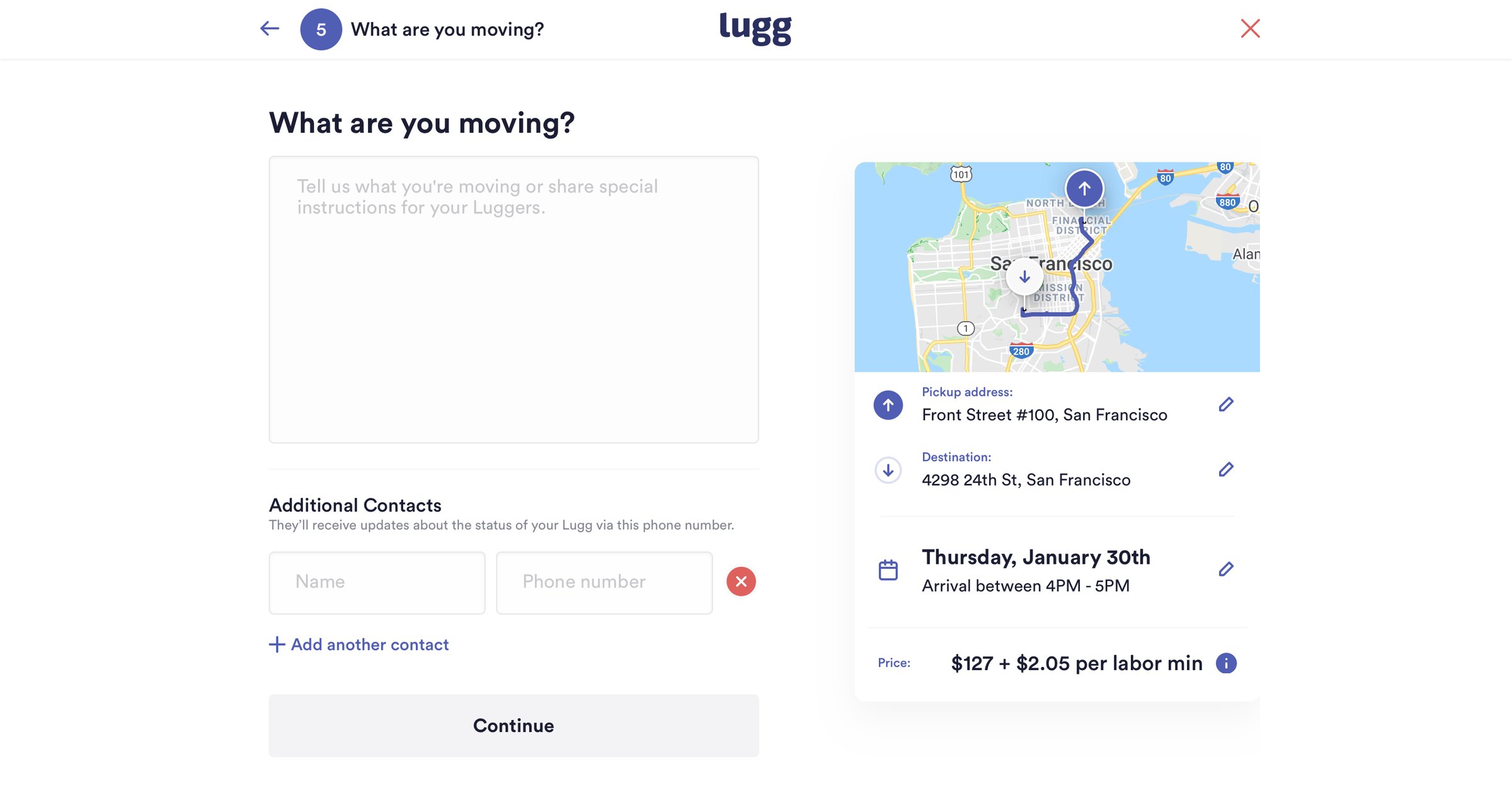 Lugg - Add contact screen